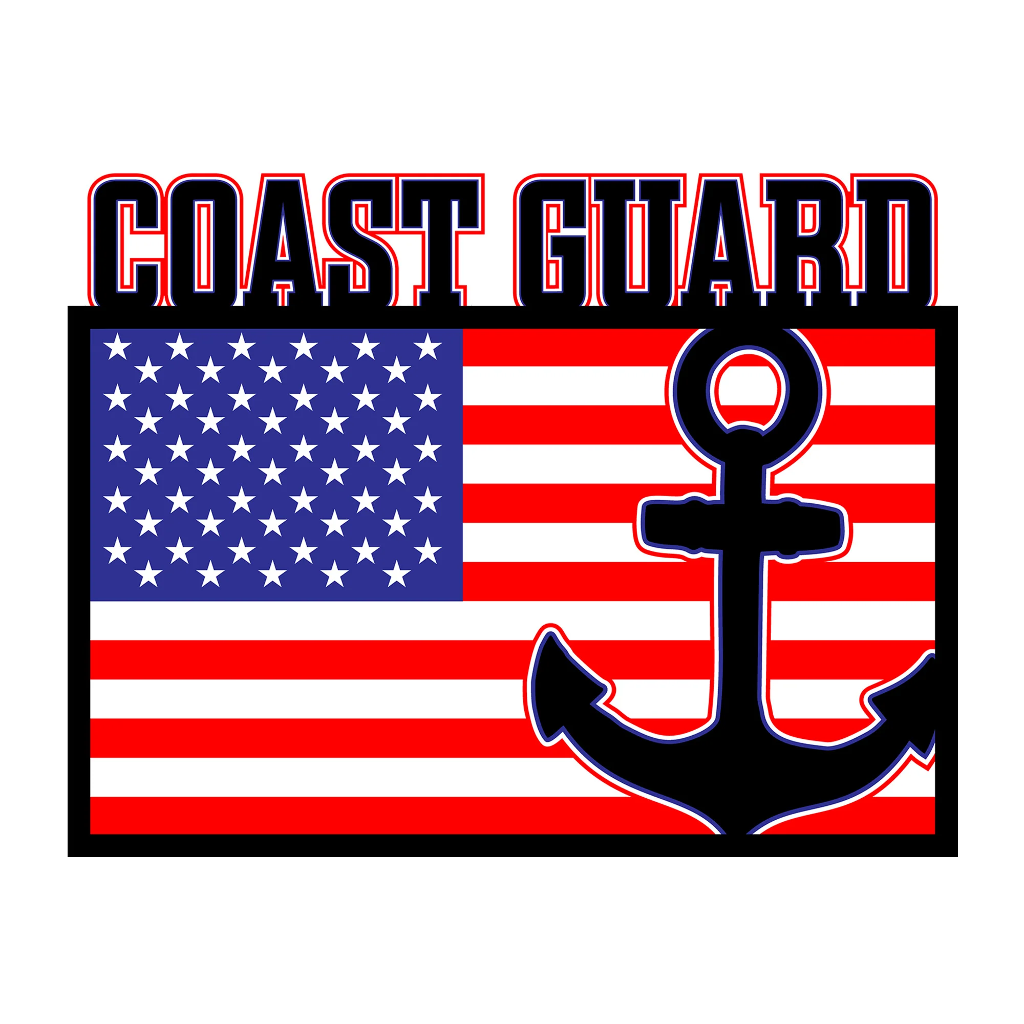 3D Coast Guard American Flag SVG