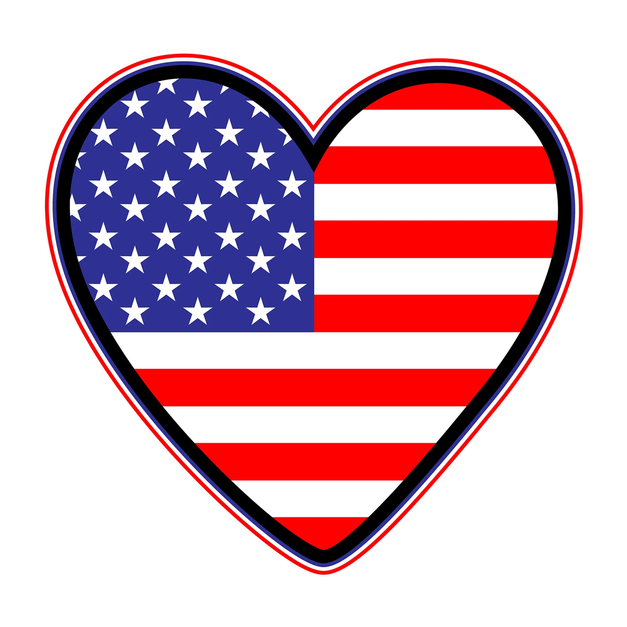 3D Heart American Flag SVG