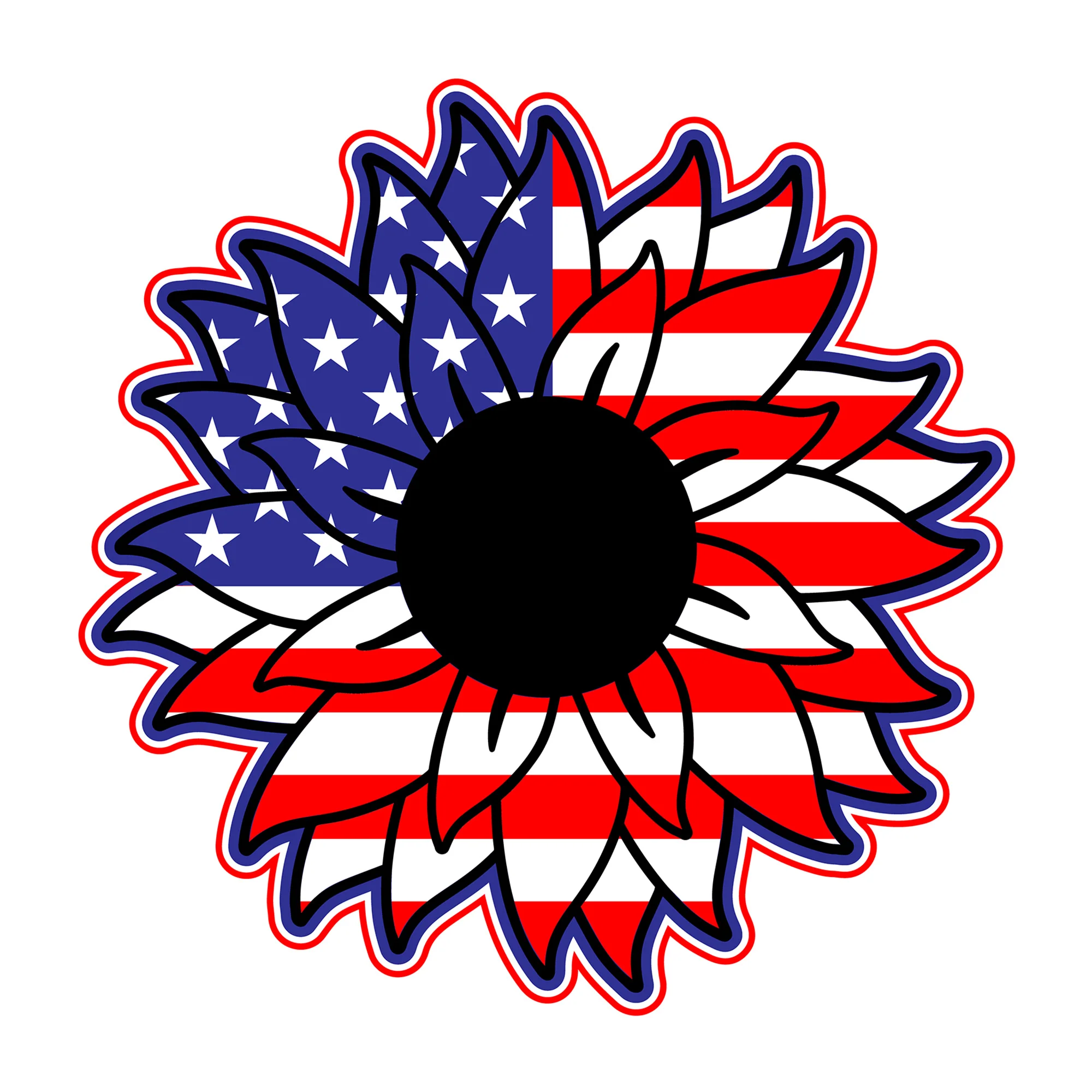 3D Sunflower American Flag SVG