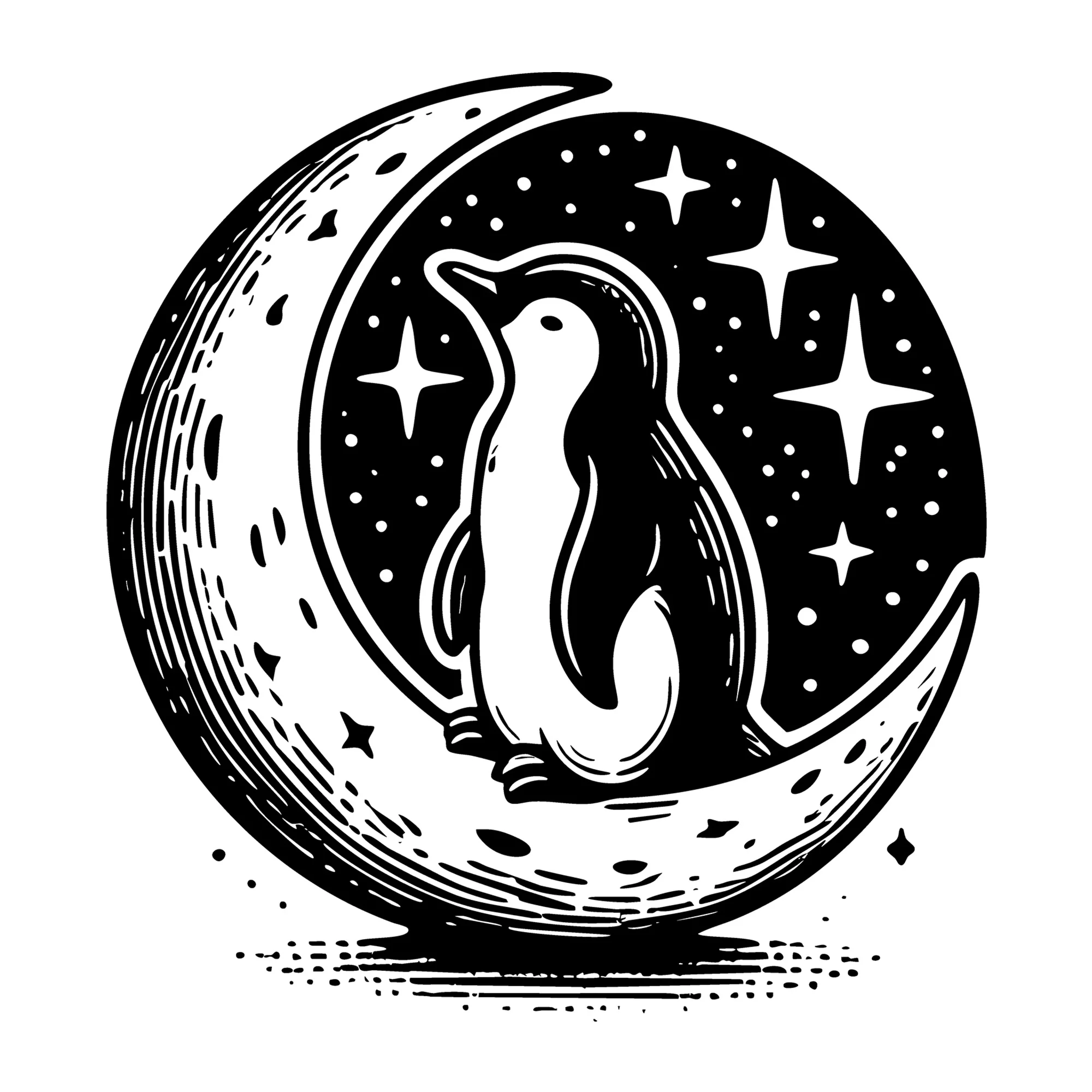 A Penguin Gazing Up At The Stars SVG