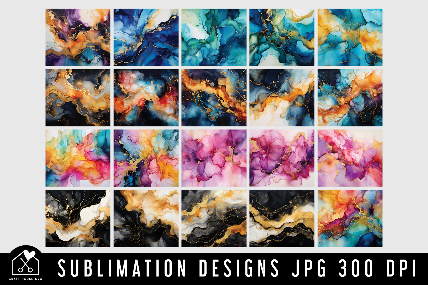Alcohol Ink 20oz Tumbler Wrap Bundle Sublimation Designs JPG - Image 3