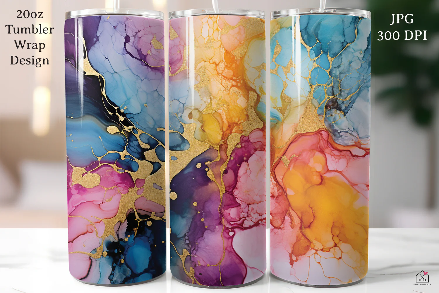 Alcohol Ink 20oz Tumbler Wrap Bundle Sublimation Designs JPG - Image 9