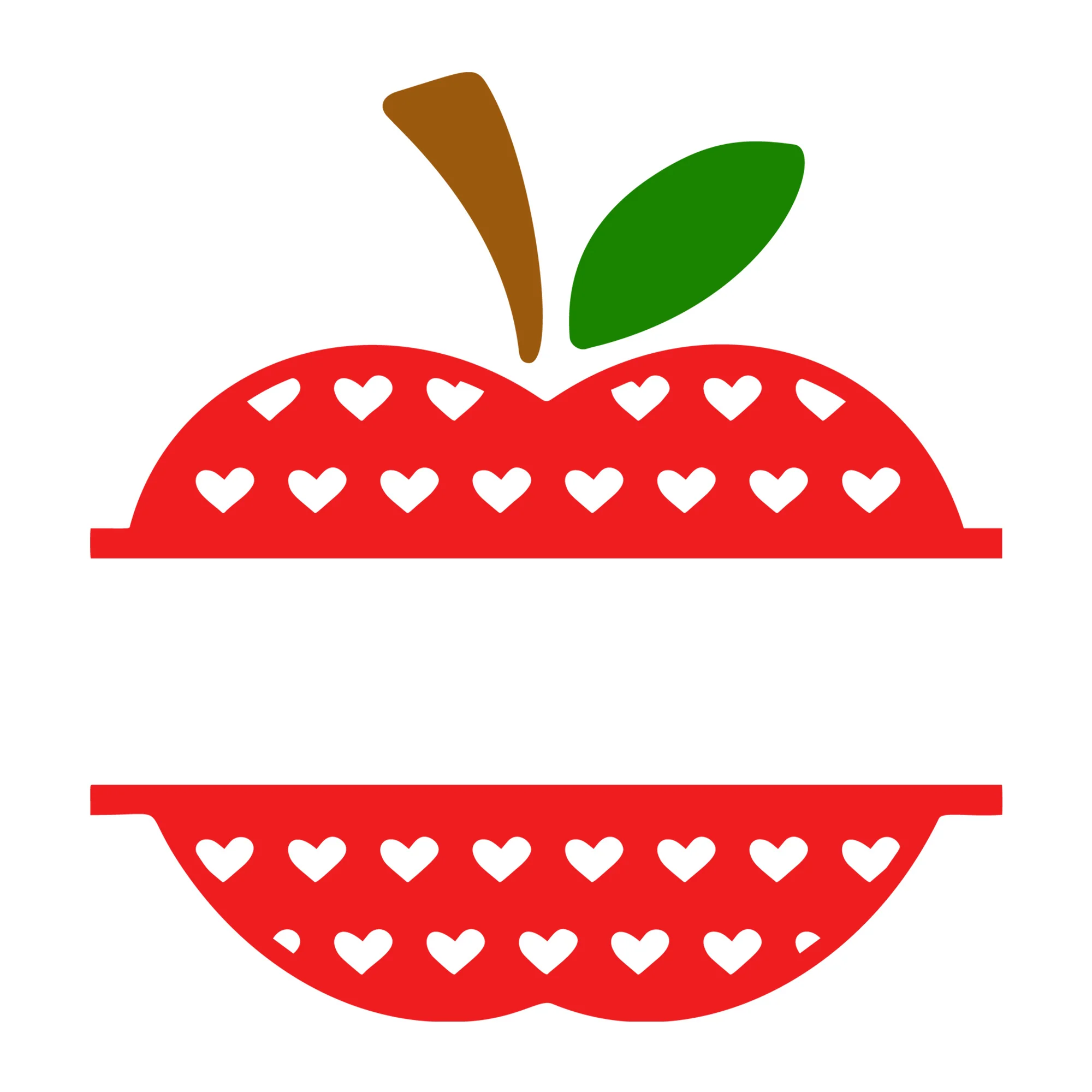 Apple Heart Split Monogram SVG