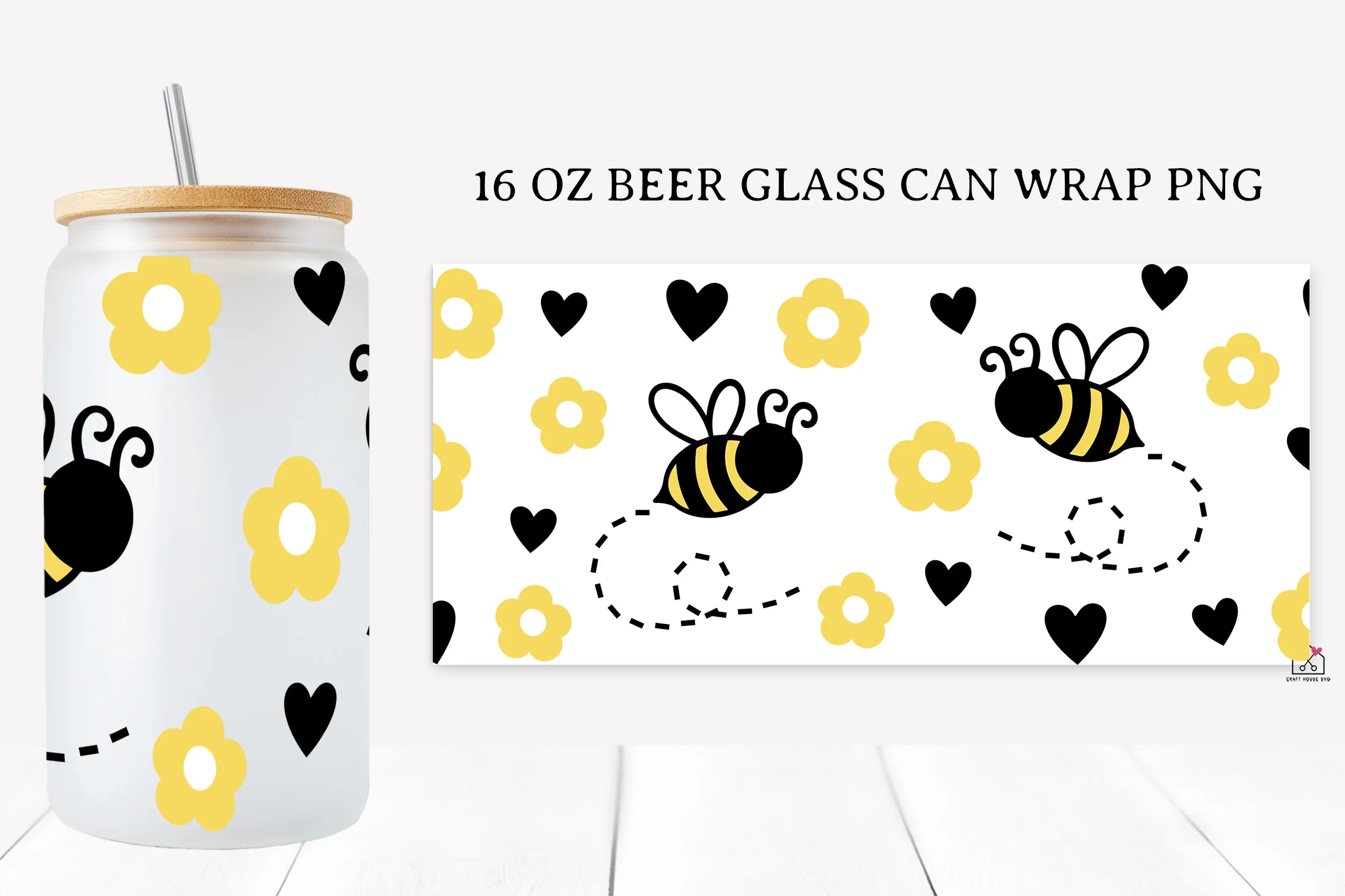 Bee 16 Oz Glass Can Wrap SVG Bundle - Image 10