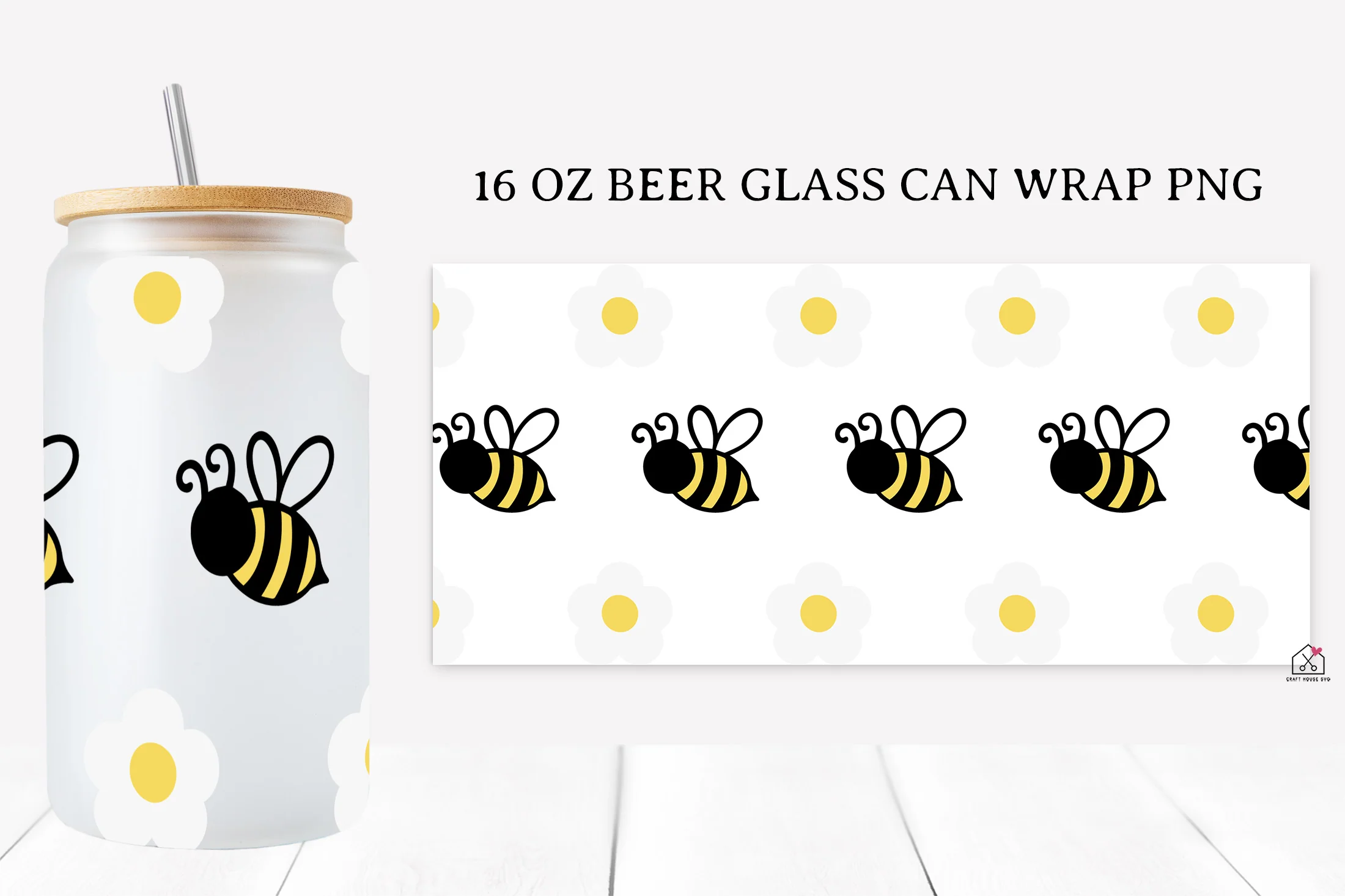 Bee 16 Oz Glass Can Wrap SVG Bundle - Image 8