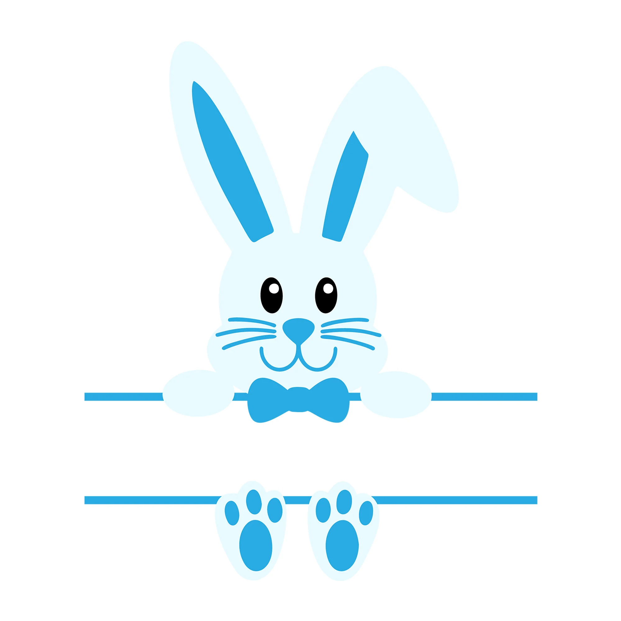 Blue split monogram bunny SVG