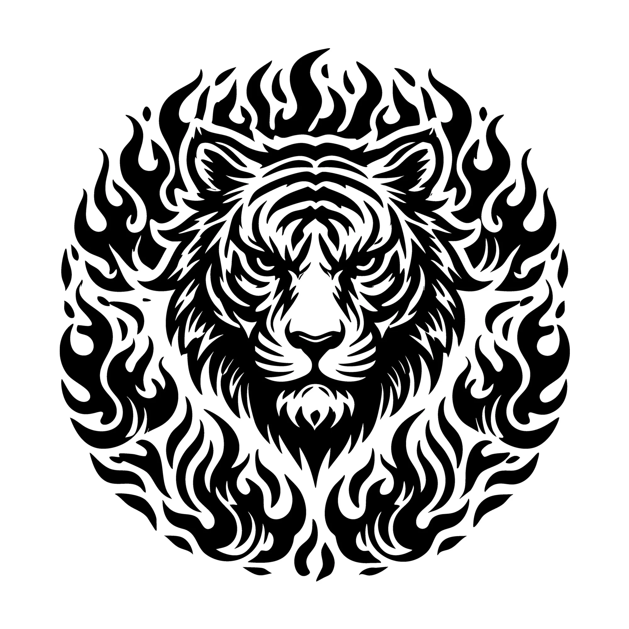 Bold Tiger Face with Fire Details SVG