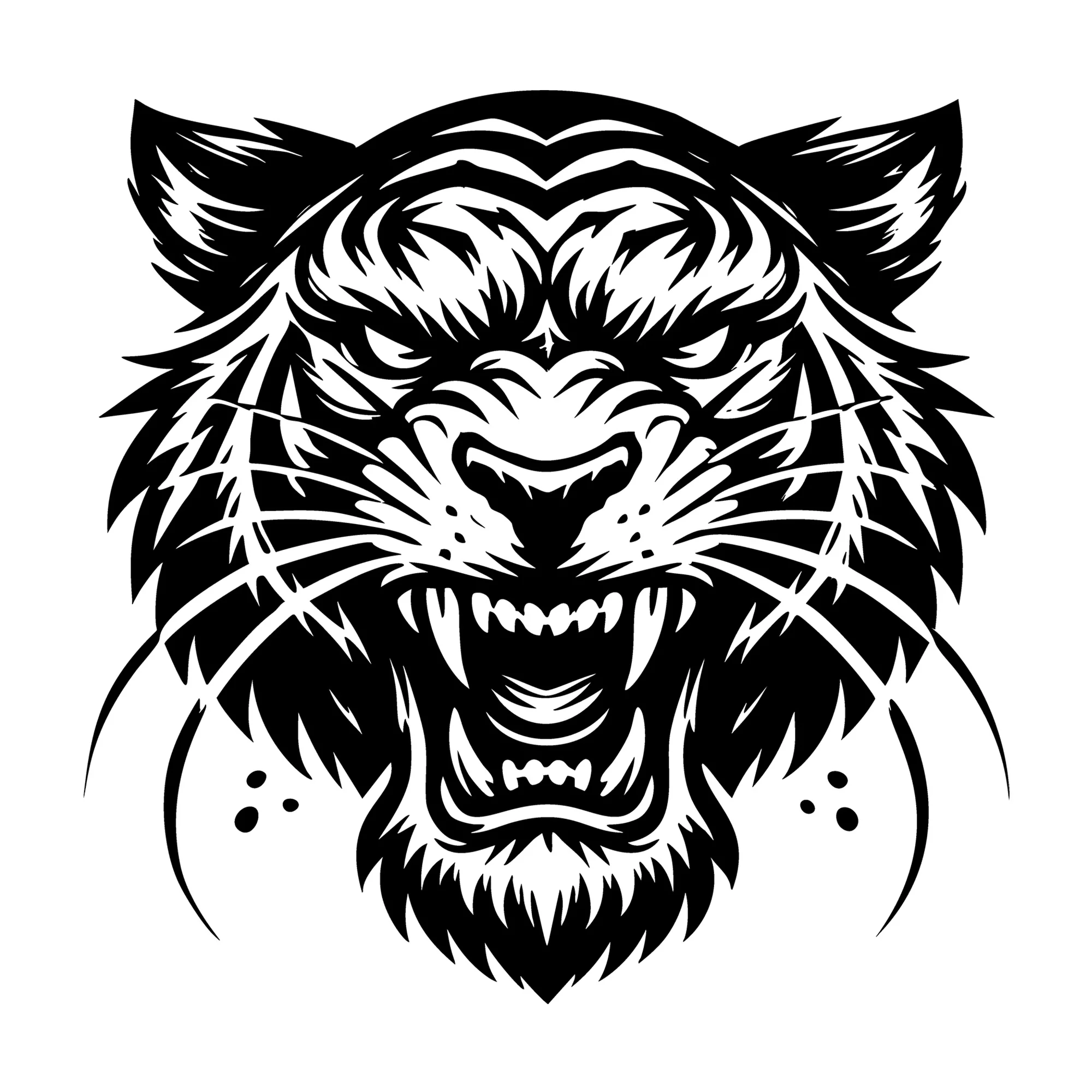 Bold Tiger Head Illustration Showing Fierce Expression SVG