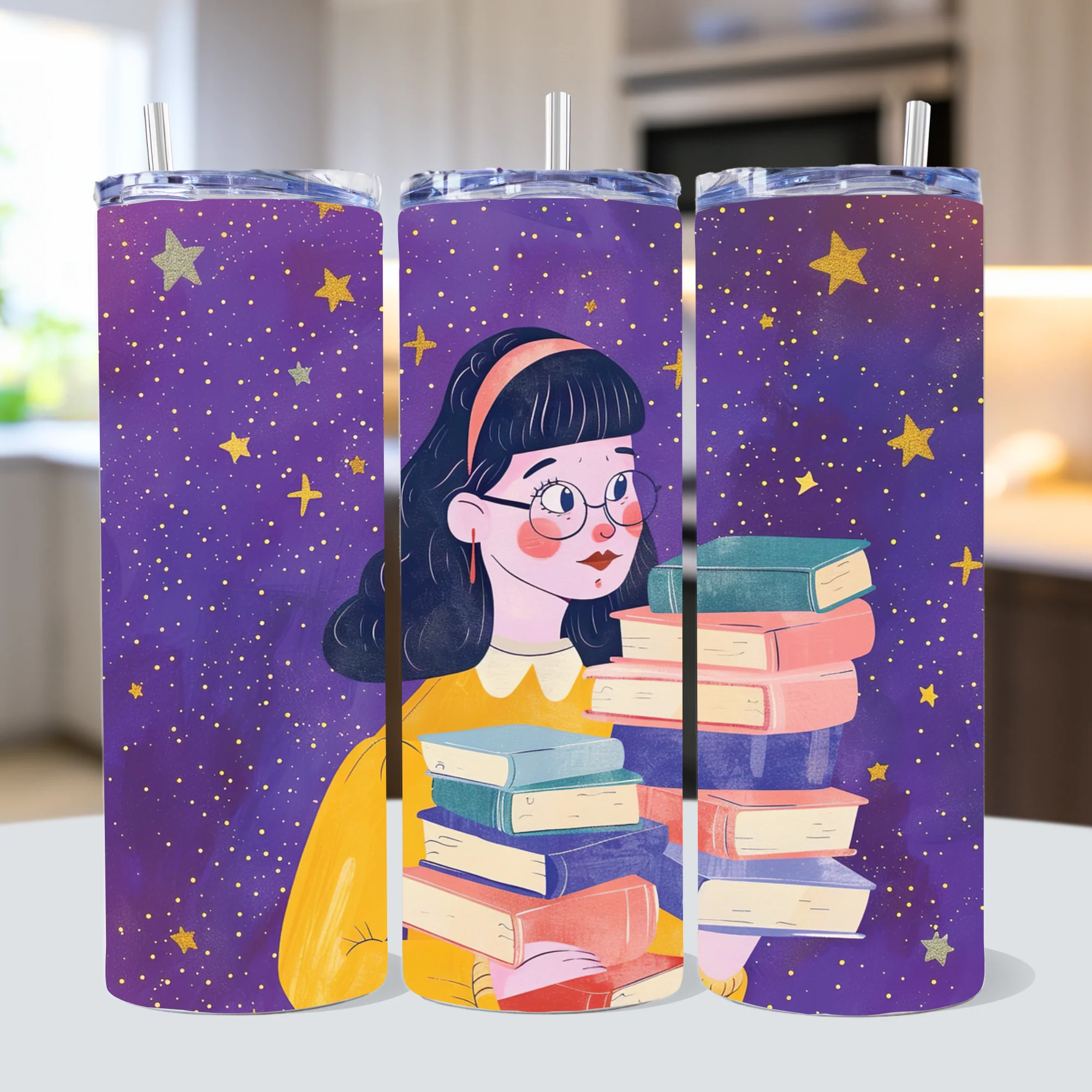 Book Lovers 20 oz Skinny Tumbler Wrap Bundle Sublimation PNG - Image 2