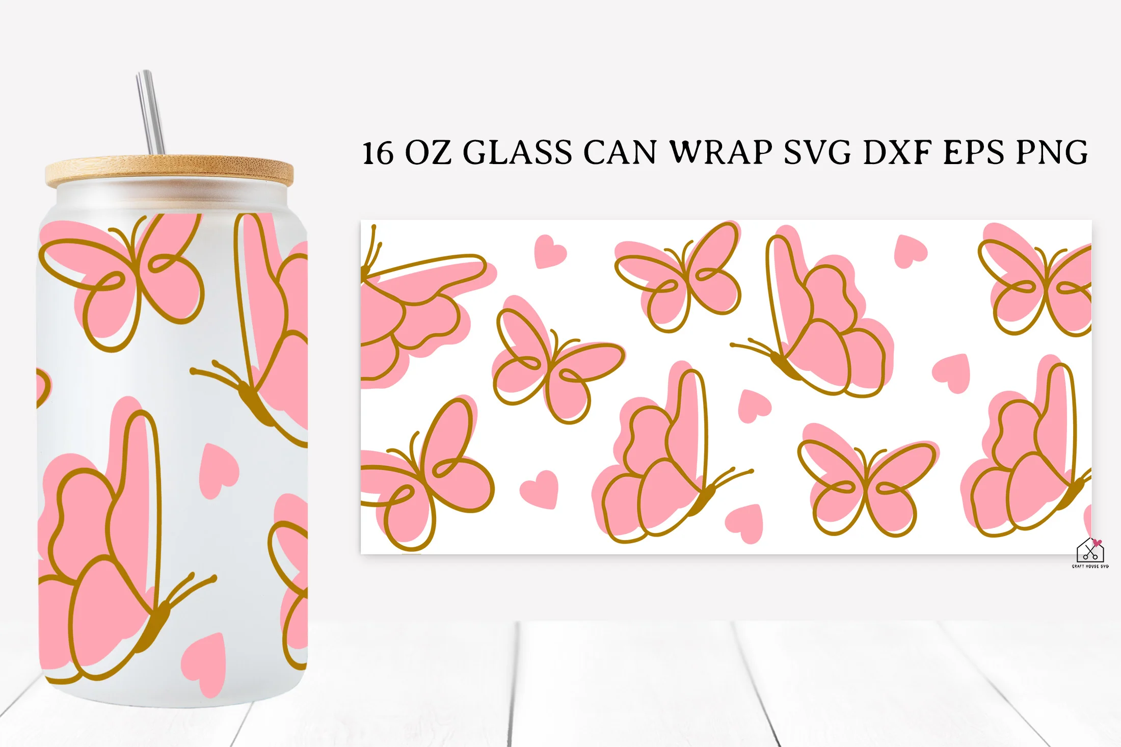 Butterfly 16 Oz Glass Can Wrap SVG Bundle - Image 10