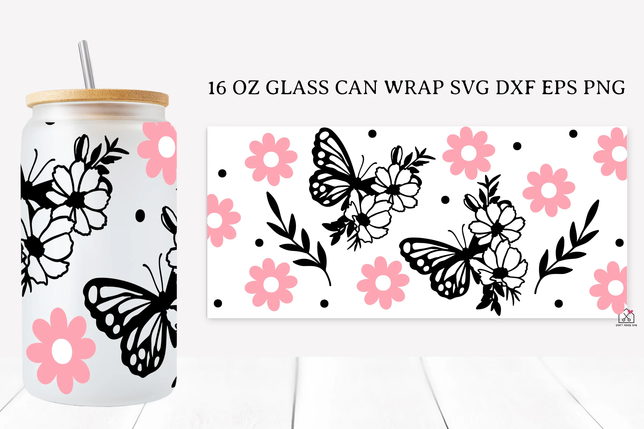 Butterfly 16 Oz Glass Can Wrap SVG Bundle - Image 3
