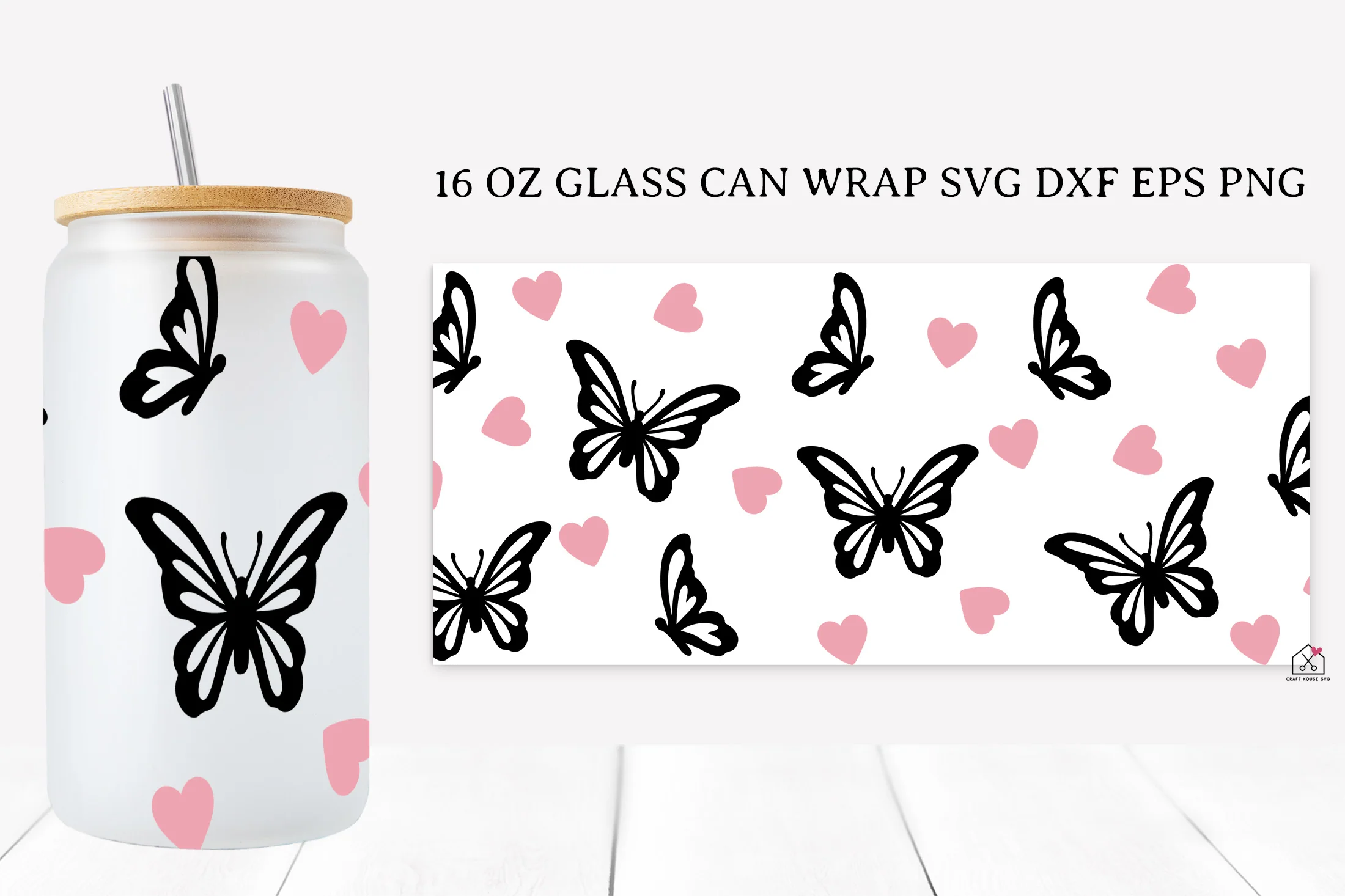 Butterfly 16 Oz Glass Can Wrap SVG Bundle - Image 4
