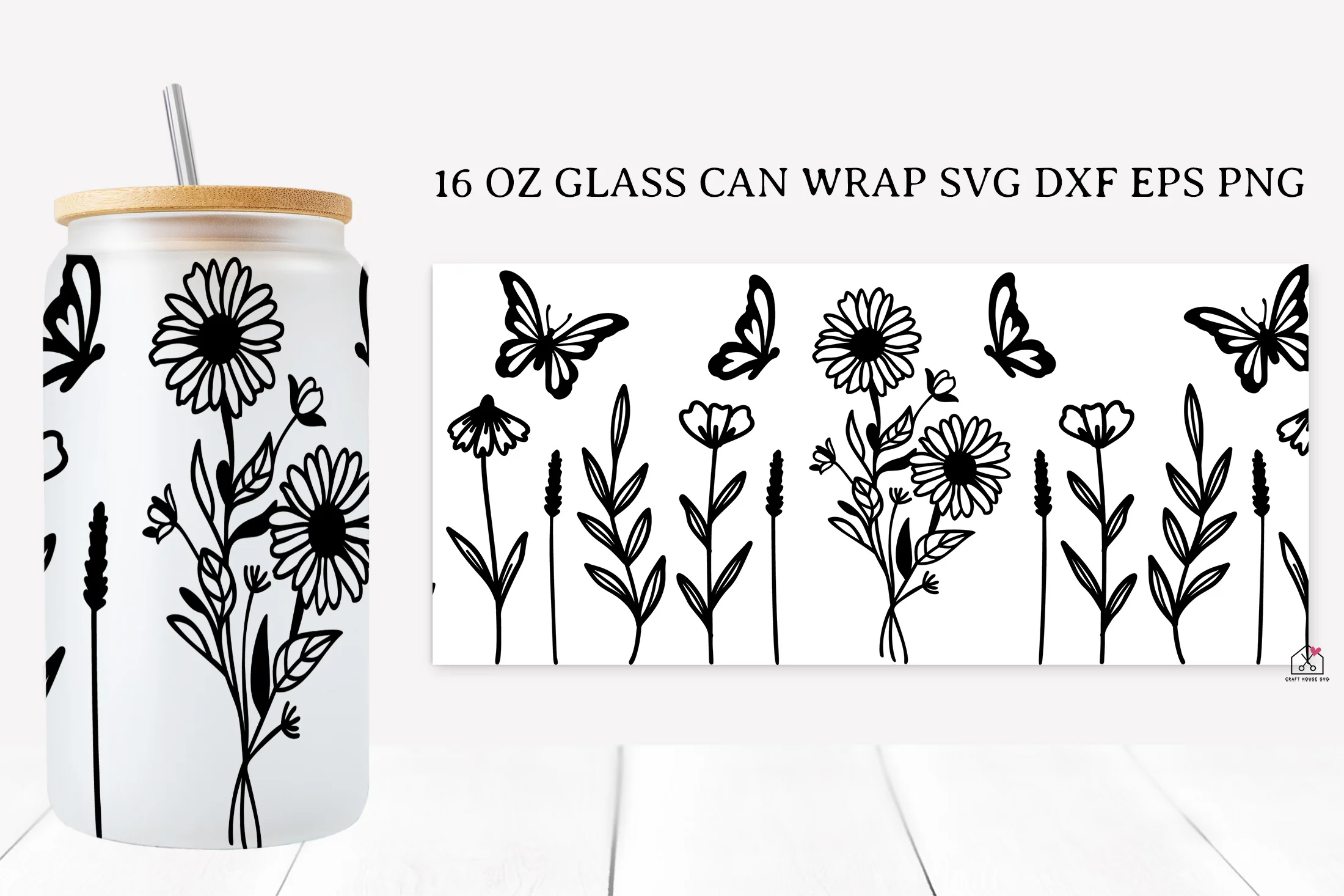 Butterfly 16 Oz Glass Can Wrap SVG Bundle - Image 5
