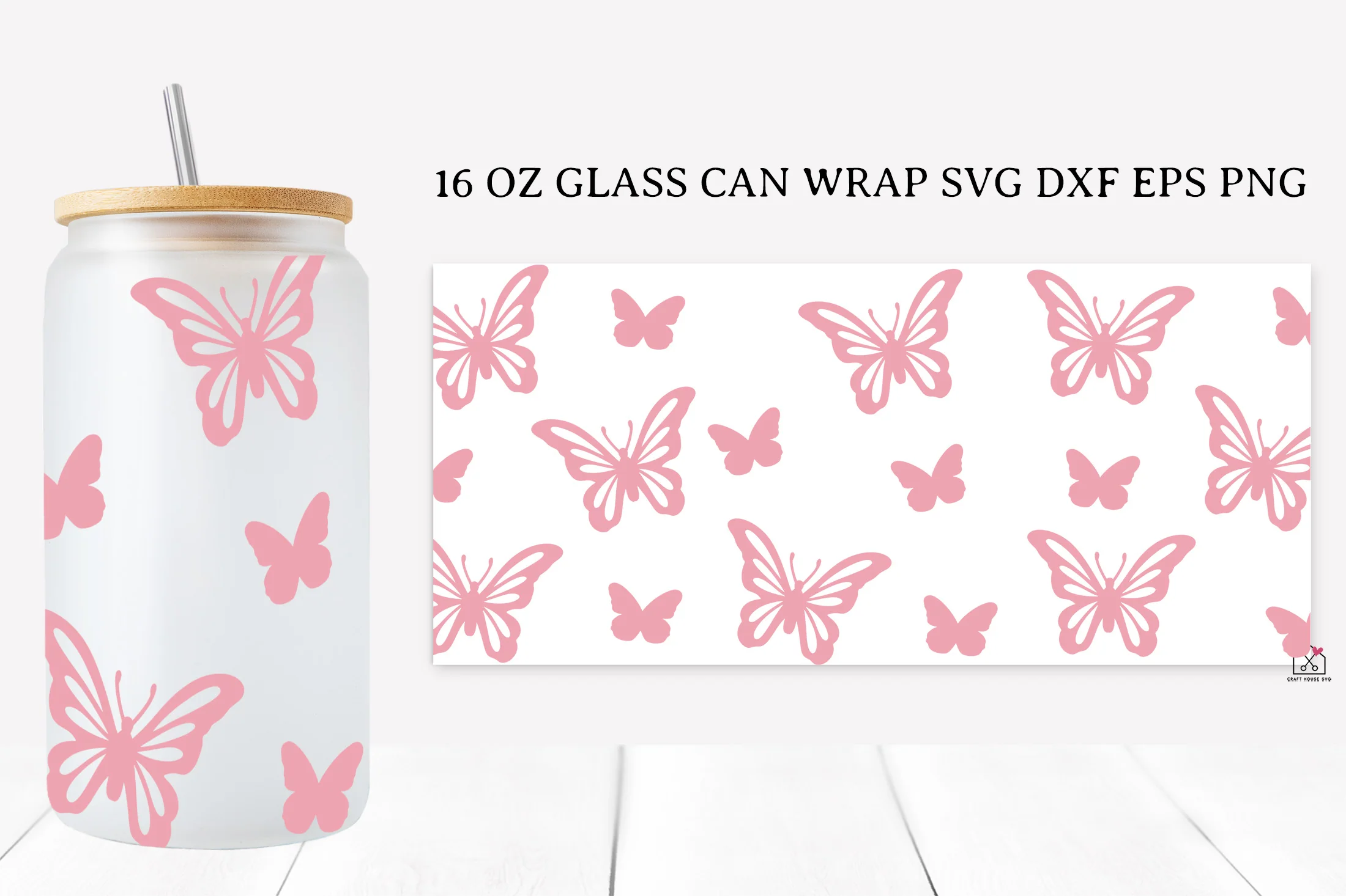 Butterfly 16 Oz Glass Can Wrap SVG Bundle - Image 6
