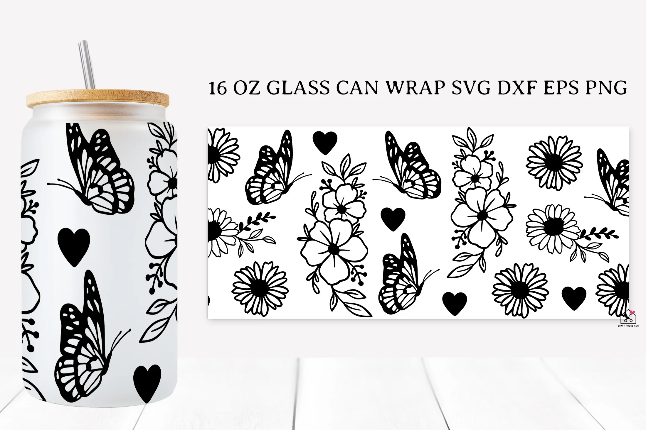 Butterfly 16 Oz Glass Can Wrap SVG Bundle - Image 7