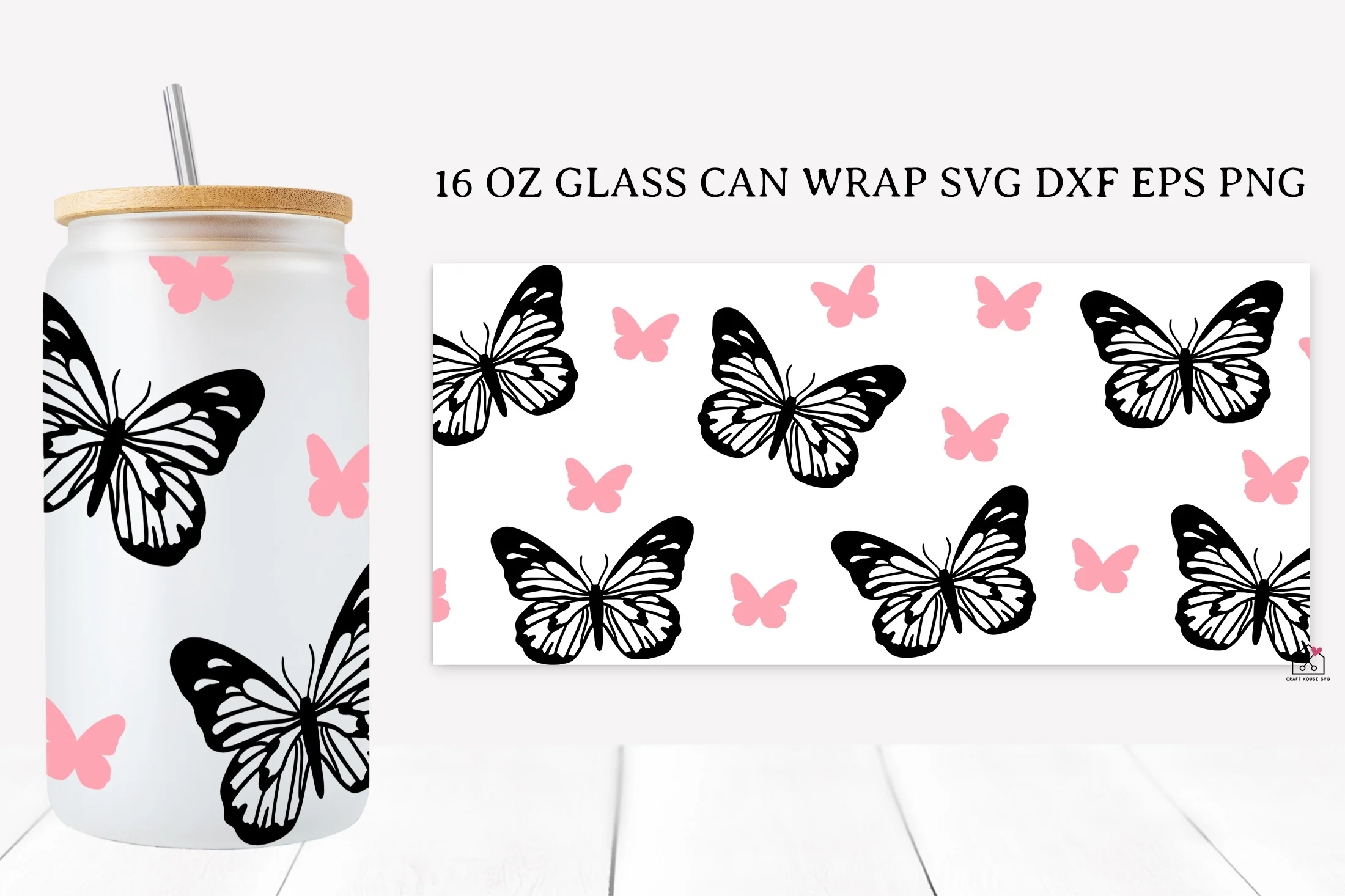 Butterfly 16 Oz Glass Can Wrap SVG Bundle - Image 8