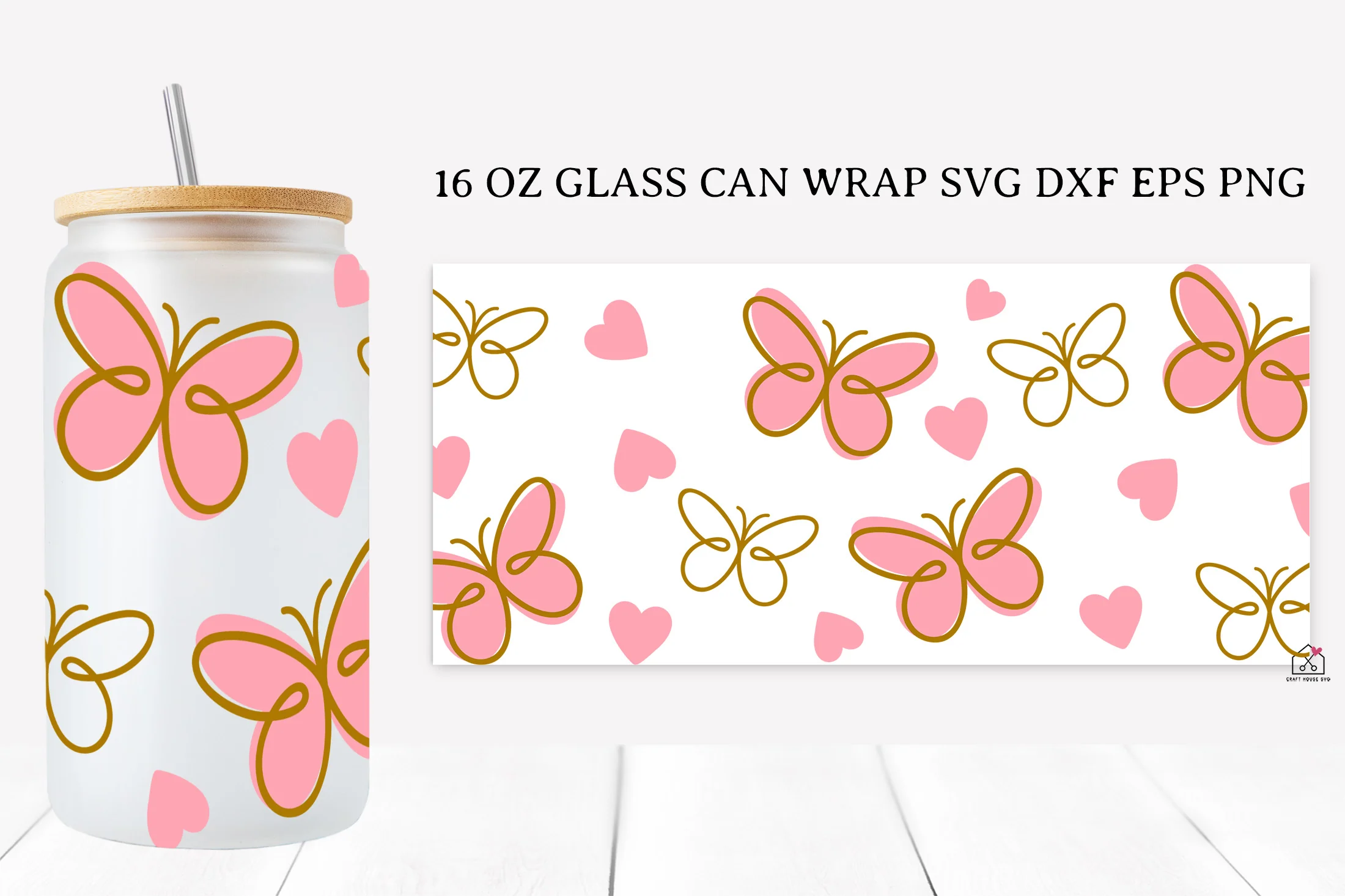 Butterfly 16 Oz Glass Can Wrap SVG Bundle - Image 9