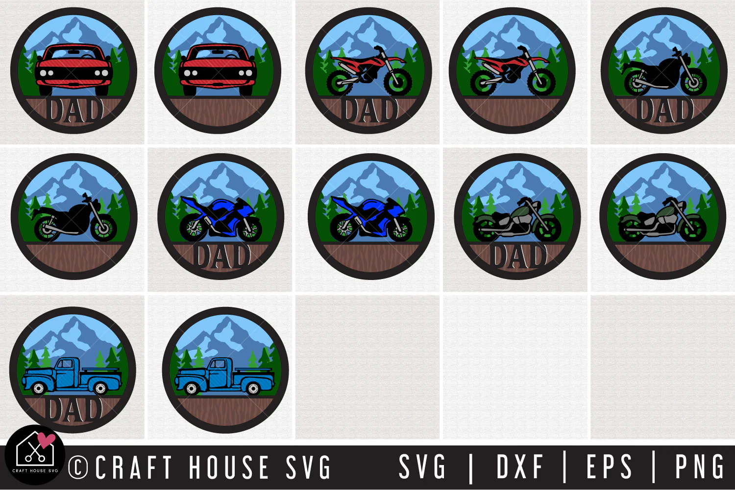 Car Truck Motorcycle 3D SVG Bundle - Image 3