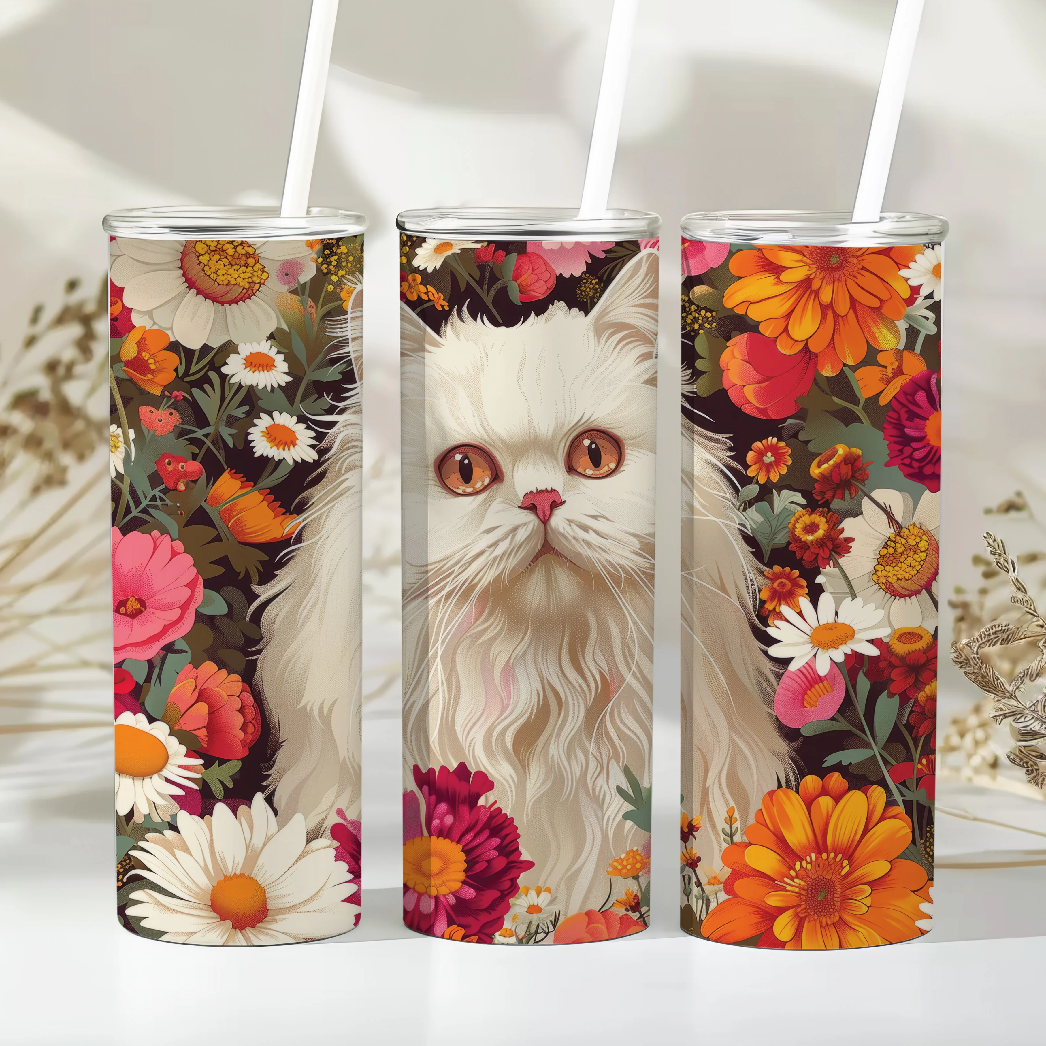 Cat Illustration Tumbler Sublimation Bundle PNG 20 oz - Image 2