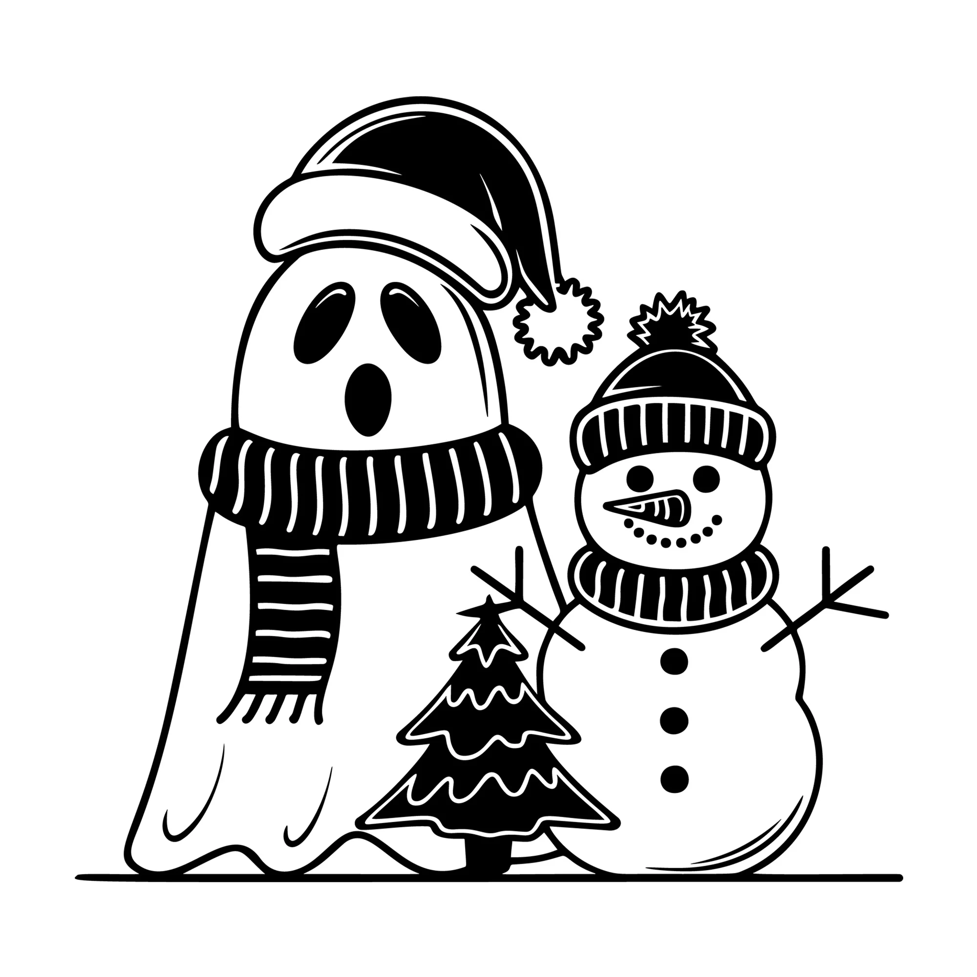 Christmas Ghost and Snowman SVG