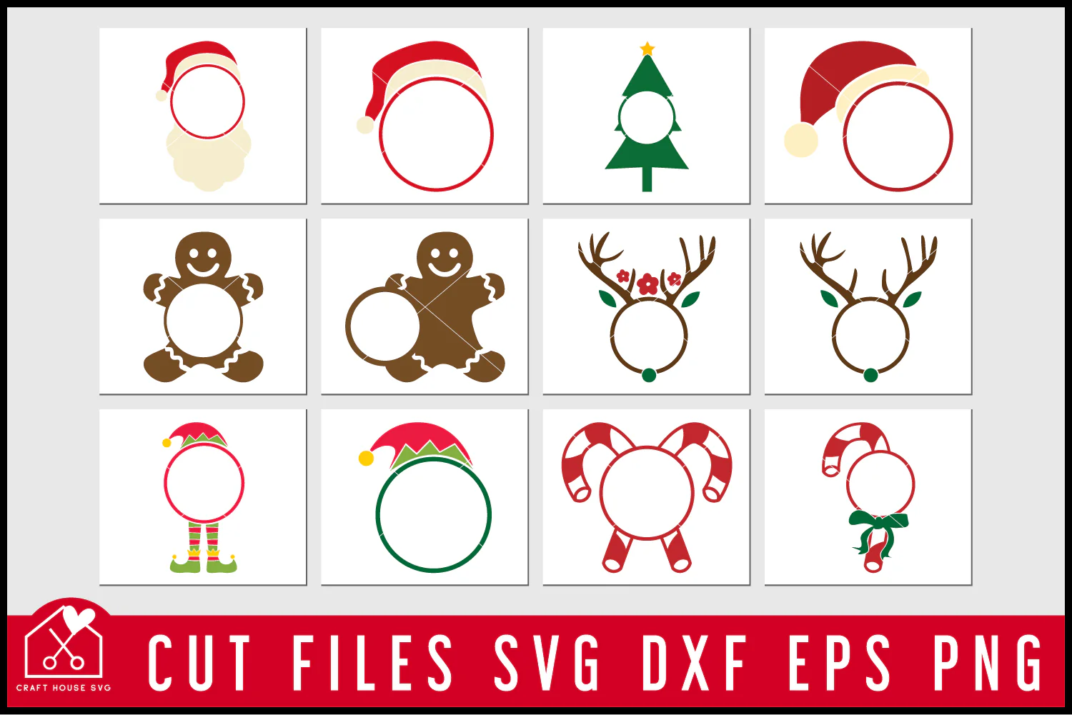 Christmas Monogram Frame SVG Bundle - Image 3