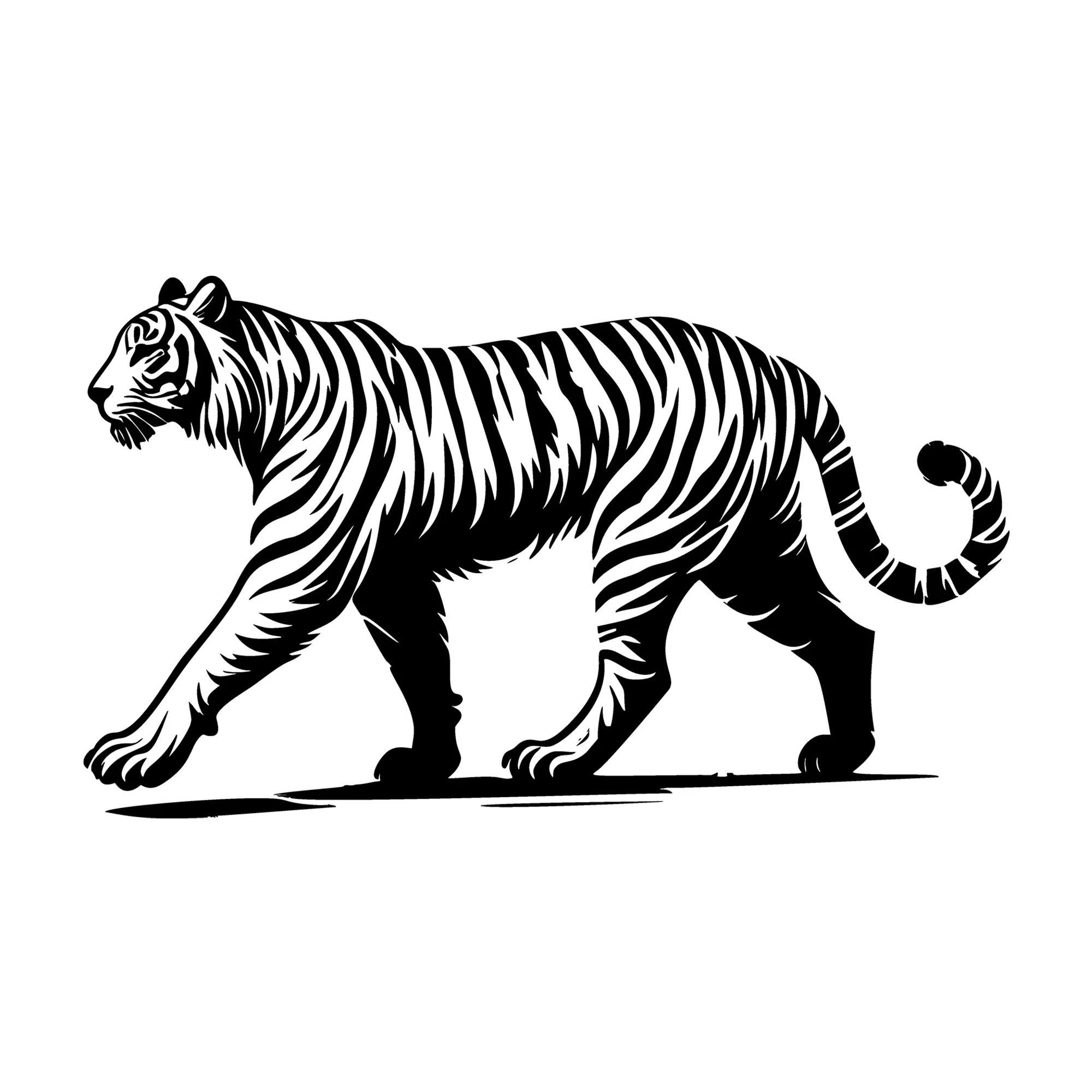 Classic Walking Tiger Silhouette SVG