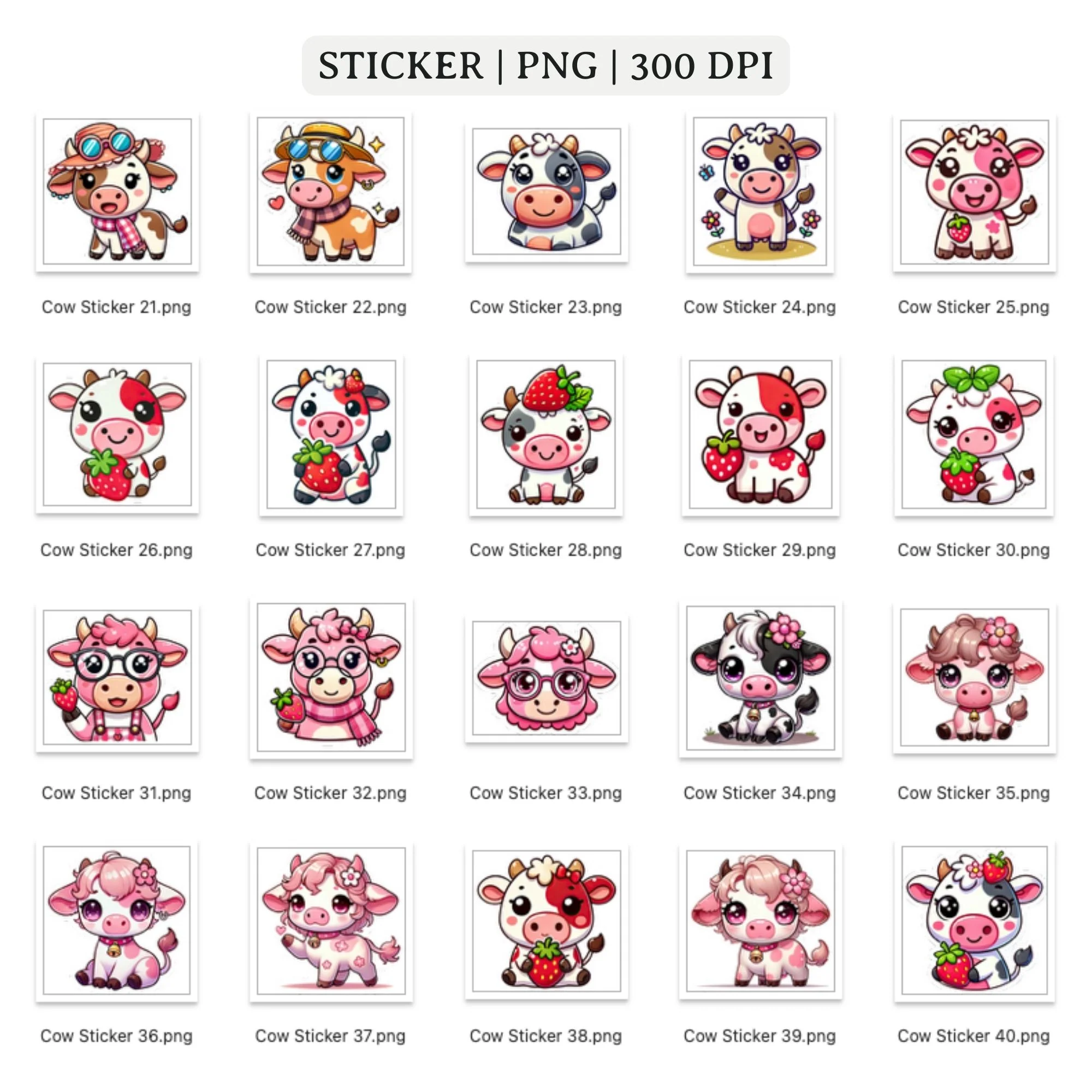 Cow Stickers Printable PNG - Image 4