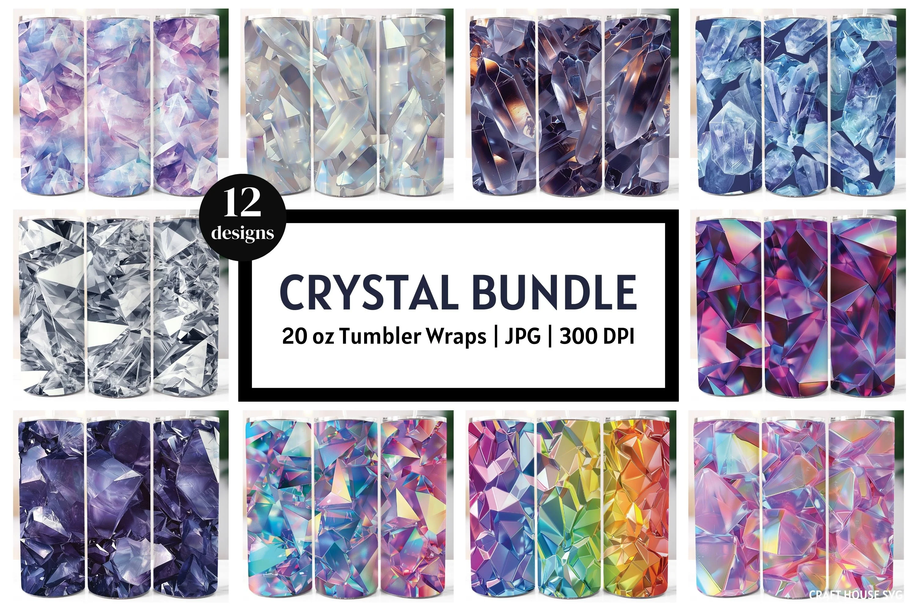 Crystal 20 oz Tumbler Wrap Bundle Holographic Sublimation Designs JPG - Image 3