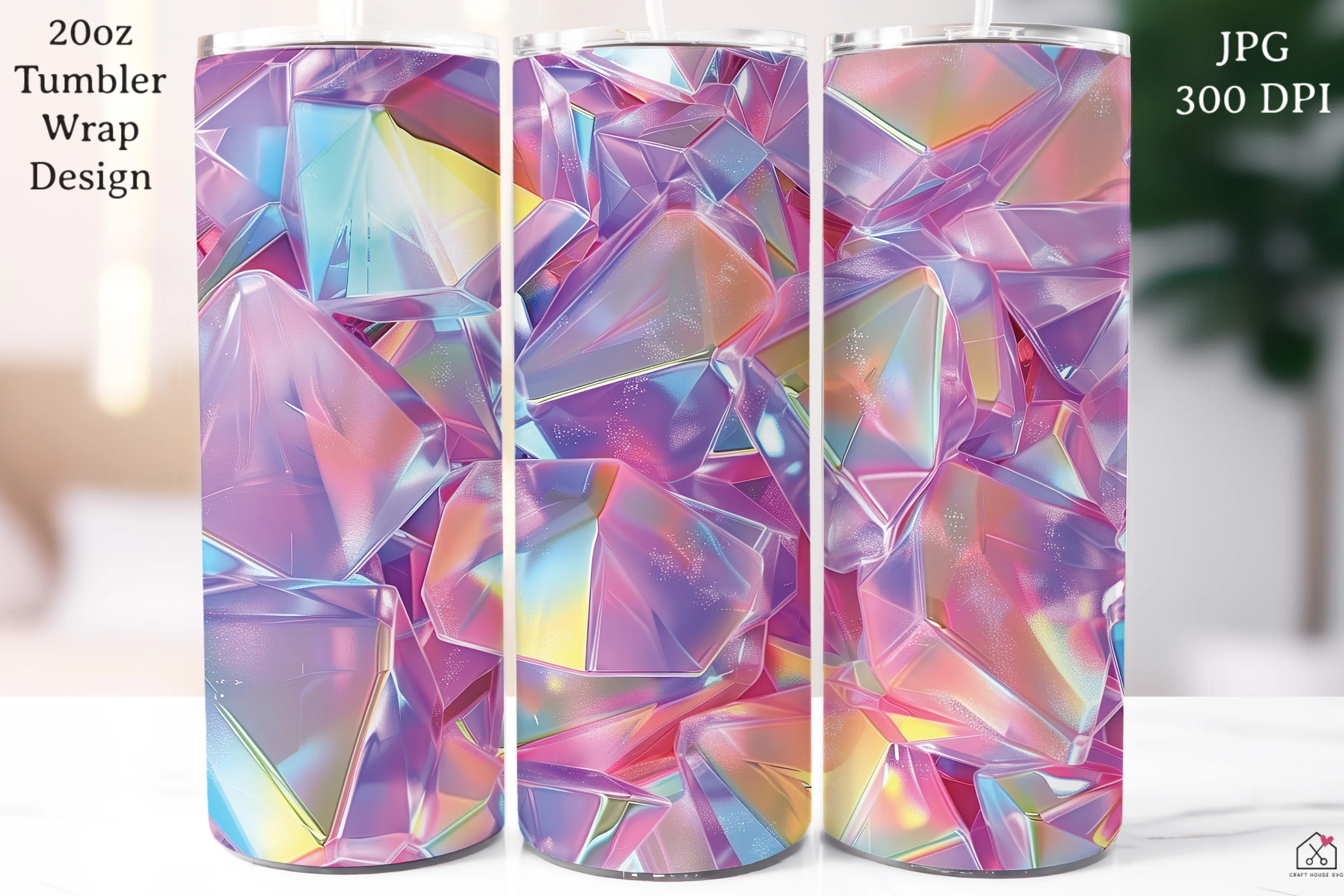 Crystal 20 oz Tumbler Wrap Bundle Holographic Sublimation Designs JPG - Image 7