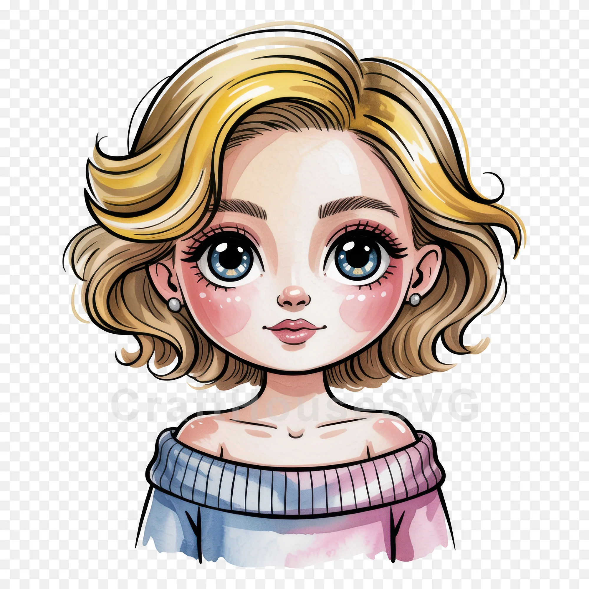 Cute Cartoon Girl Clipart Sublimation Bundle PNG - Image 11