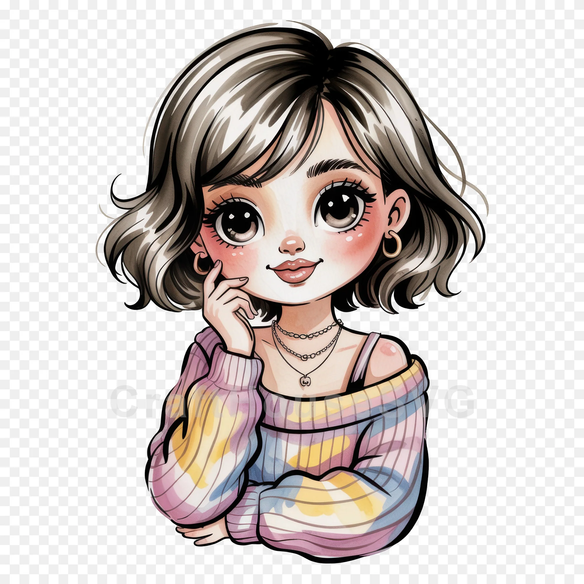 Cute Cartoon Girl Clipart Sublimation Bundle PNG - Image 18