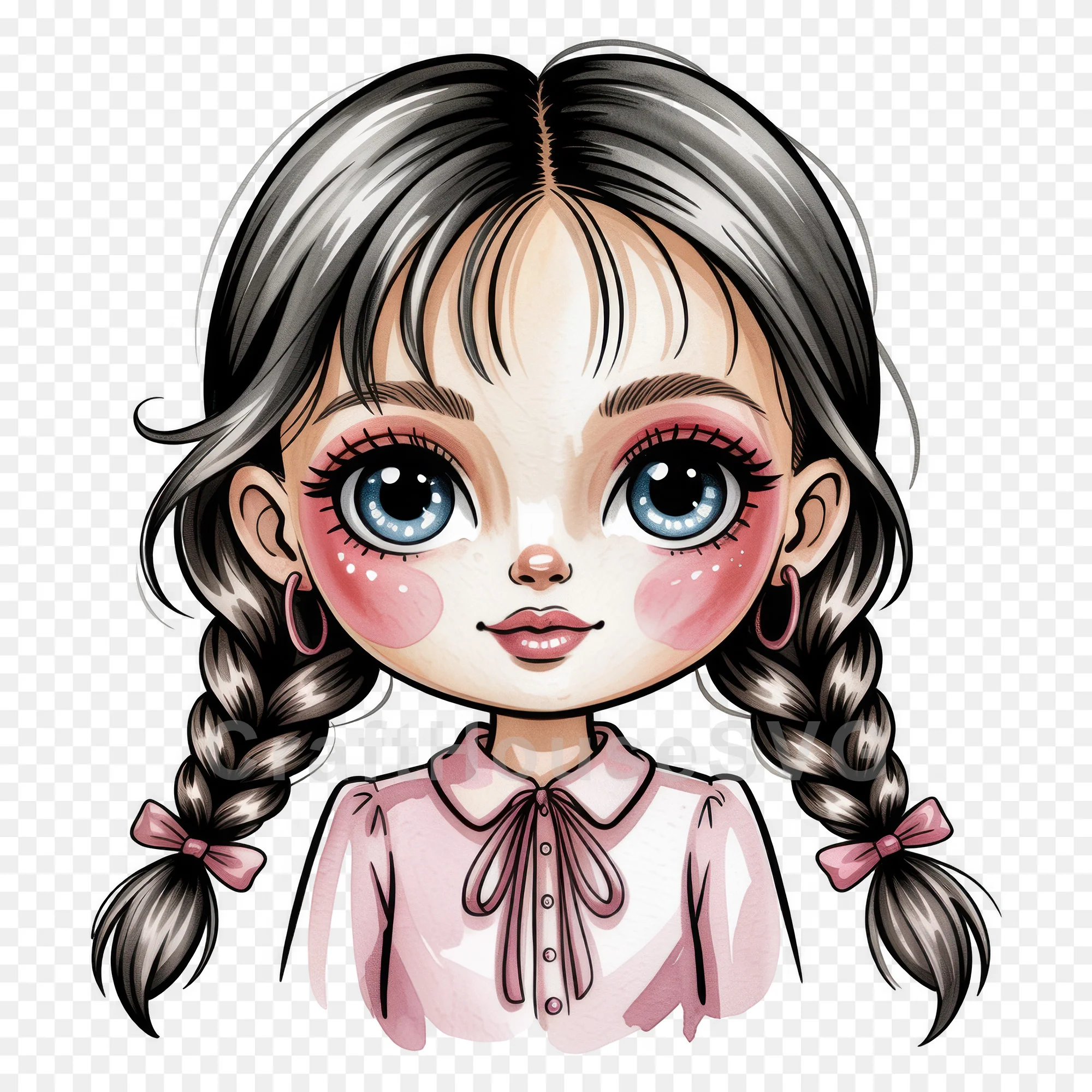 Cute Cartoon Girl Clipart Sublimation Bundle PNG - Image 20