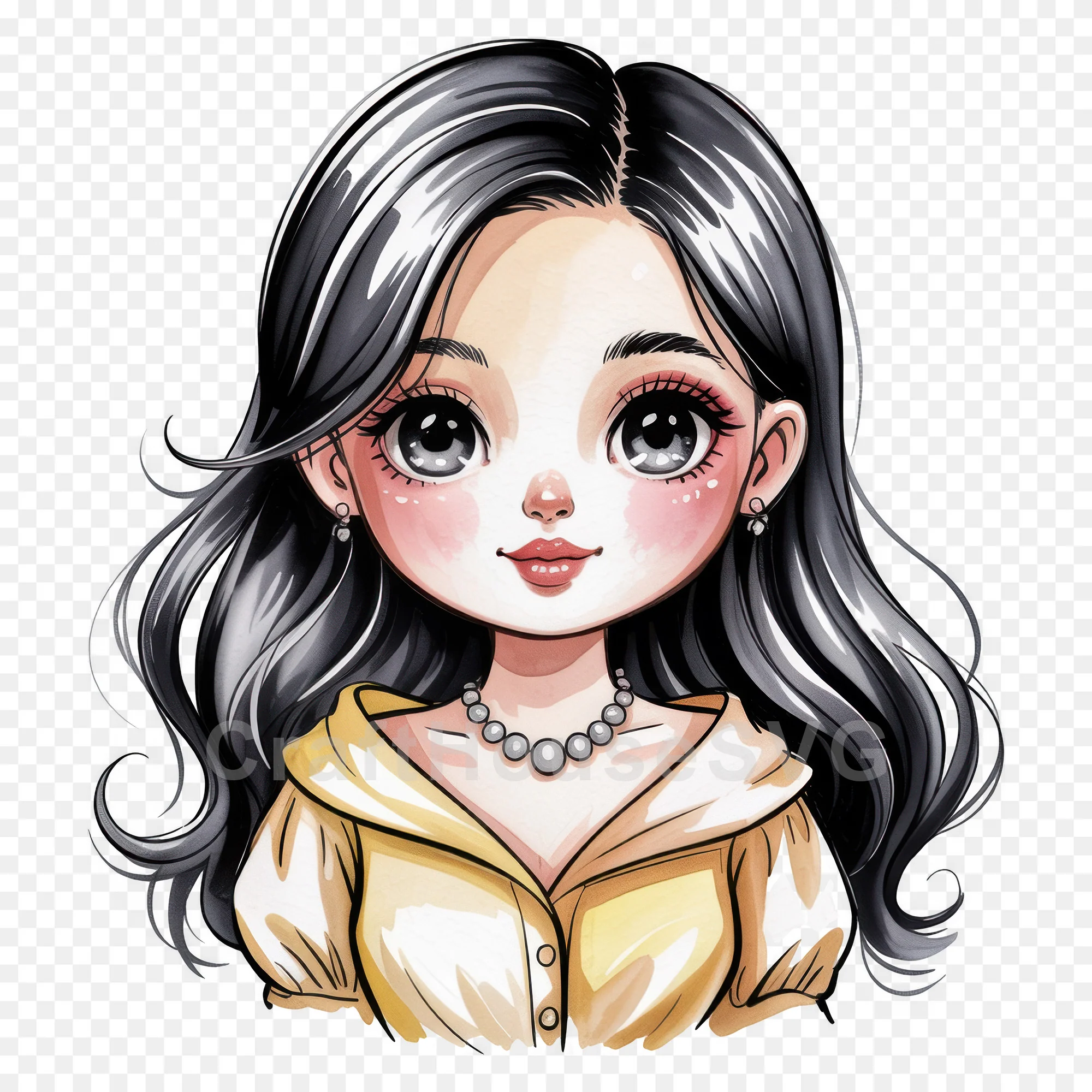 Cute Cartoon Girl Clipart Sublimation Bundle PNG - Image 24