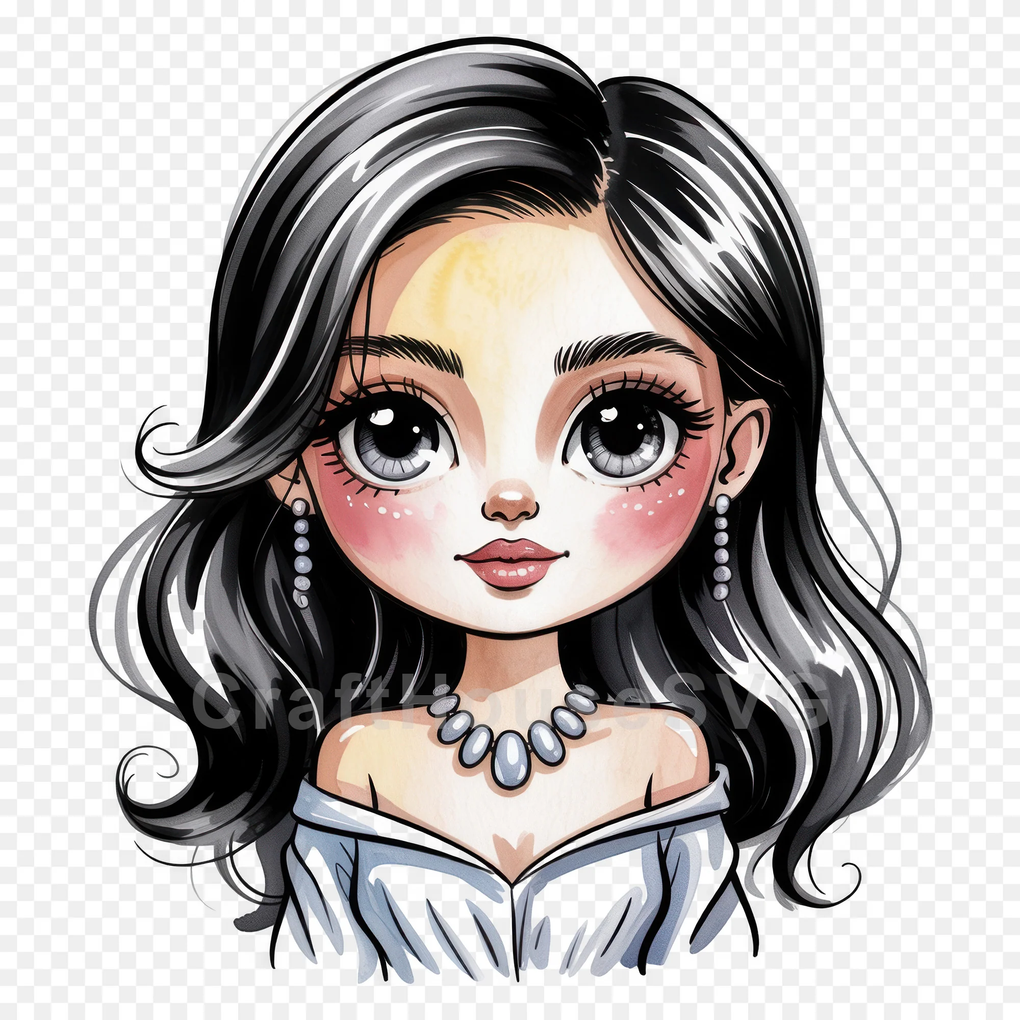 Cute Cartoon Girl Clipart Sublimation Bundle PNG - Image 25