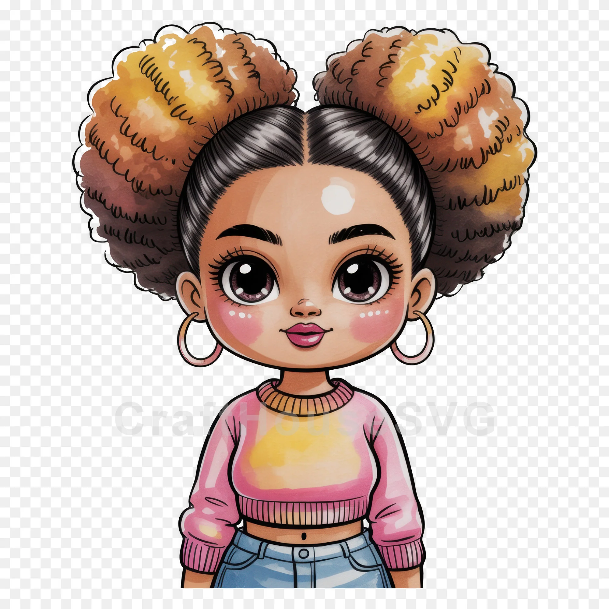 Cute Cartoon Girl Clipart Sublimation Bundle PNG - Image 27