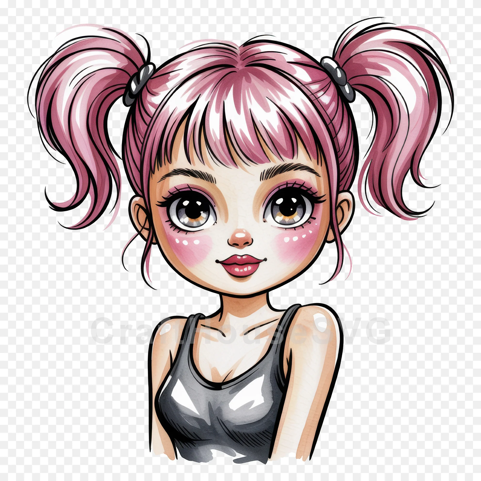 Cute Cartoon Girl Clipart Sublimation Bundle PNG - Image 28