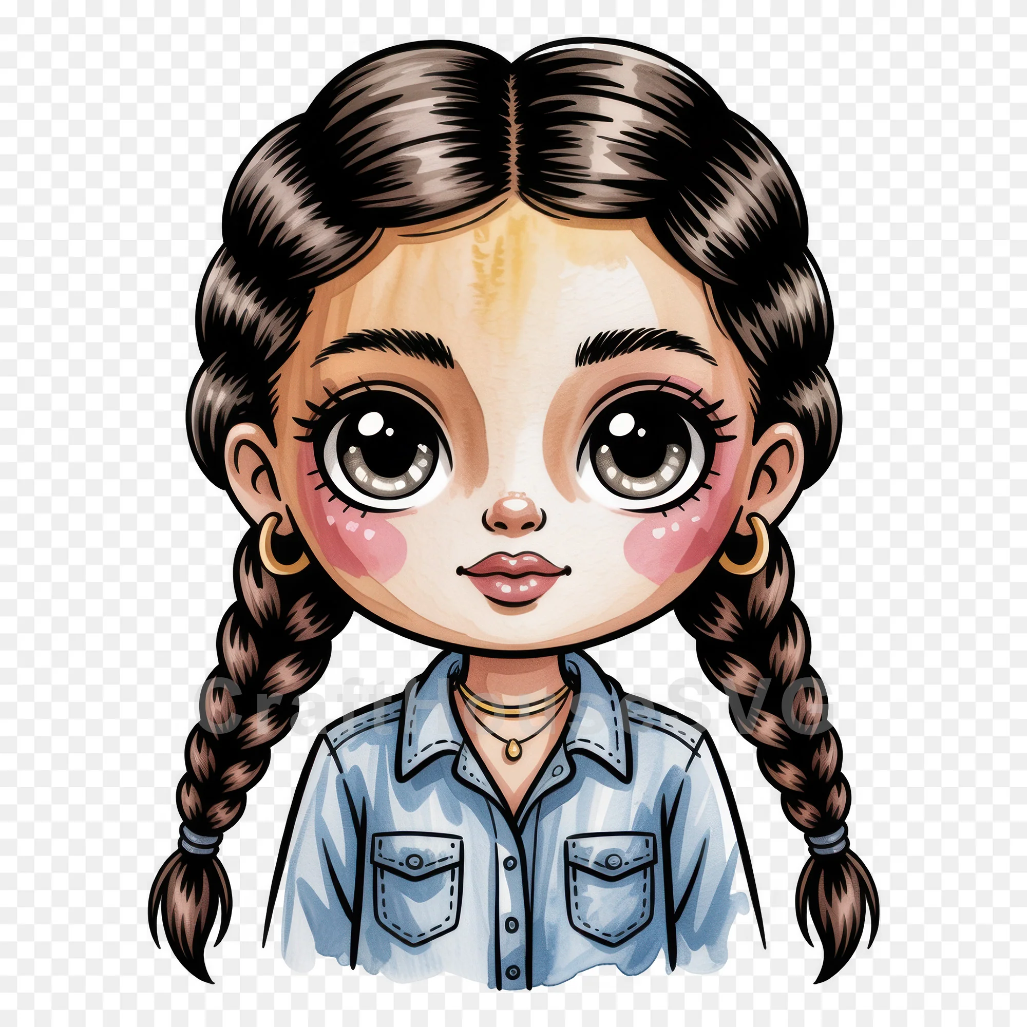Cute Cartoon Girl Clipart Sublimation Bundle PNG - Image 30