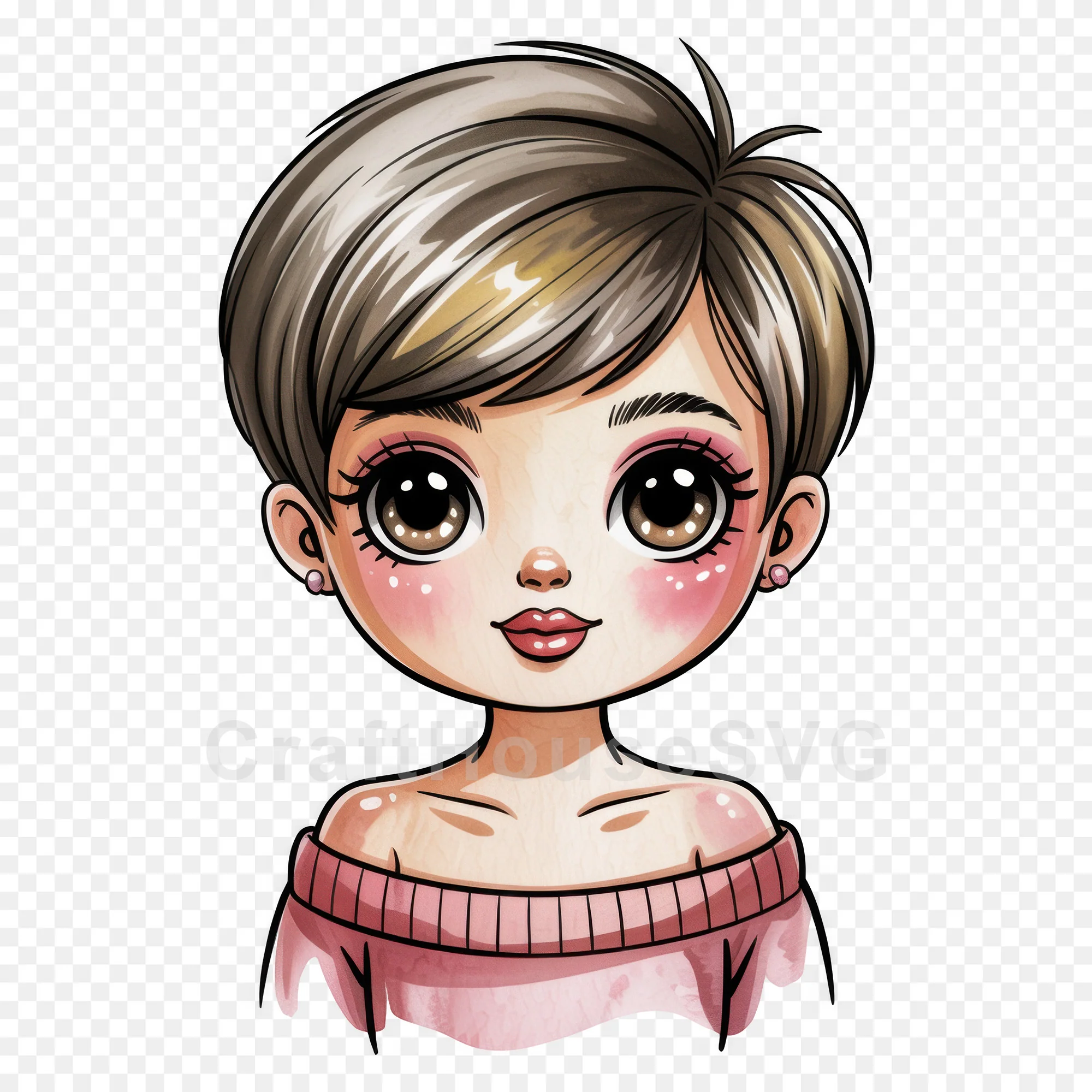 Cute Cartoon Girl Clipart Sublimation Bundle PNG - Image 31