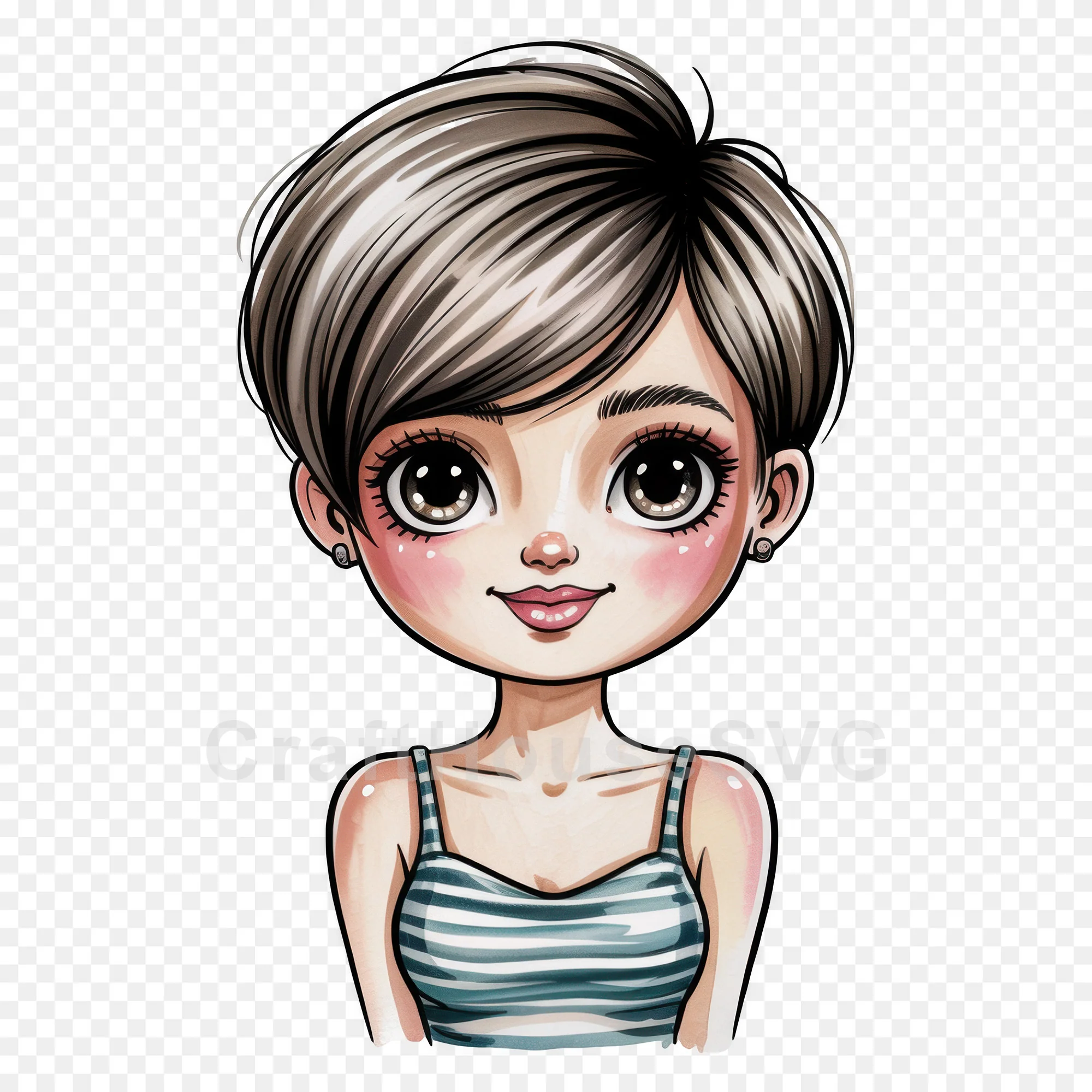 Cute Cartoon Girl Clipart Sublimation Bundle PNG - Image 32