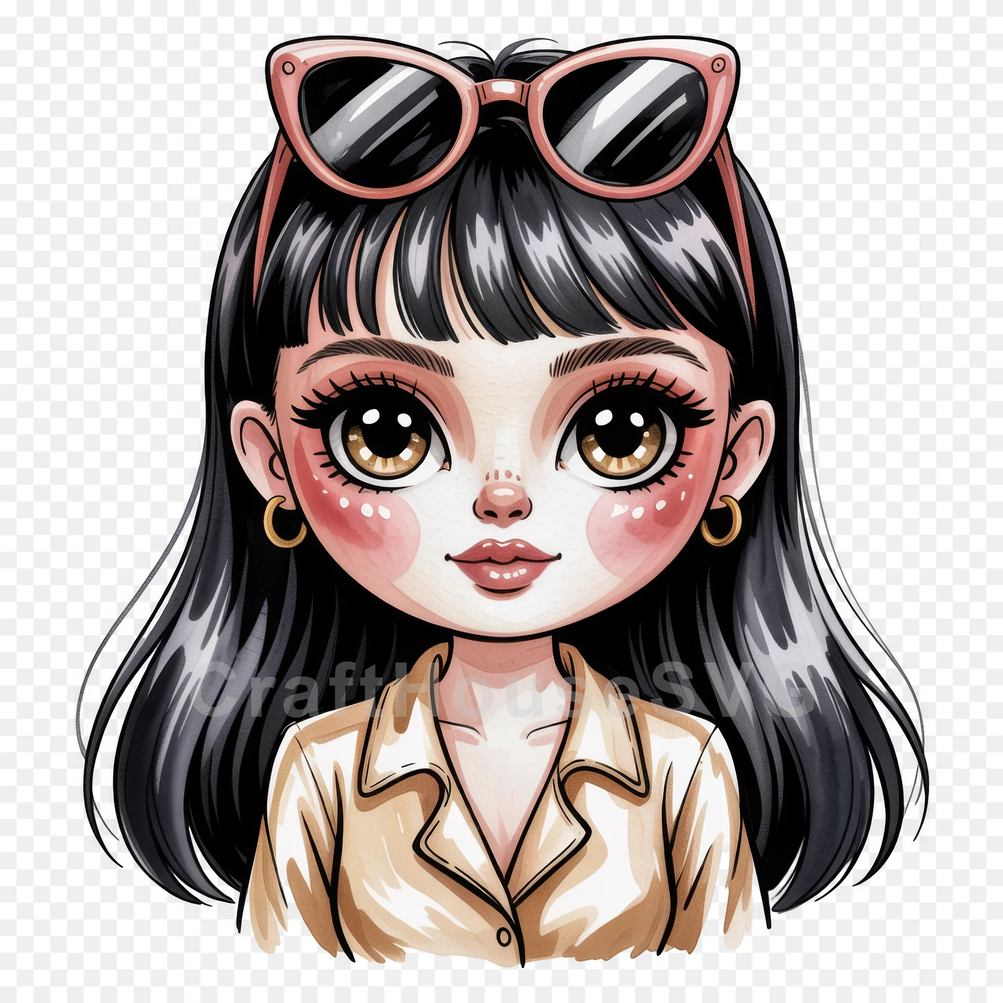 Cute Cartoon Girl Clipart Sublimation Bundle PNG - Image 35