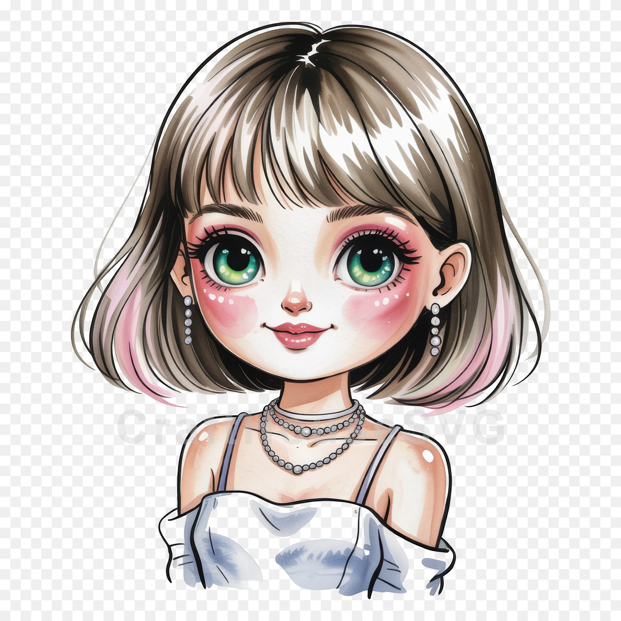Cute Cartoon Girl Clipart Sublimation Bundle PNG - Image 36