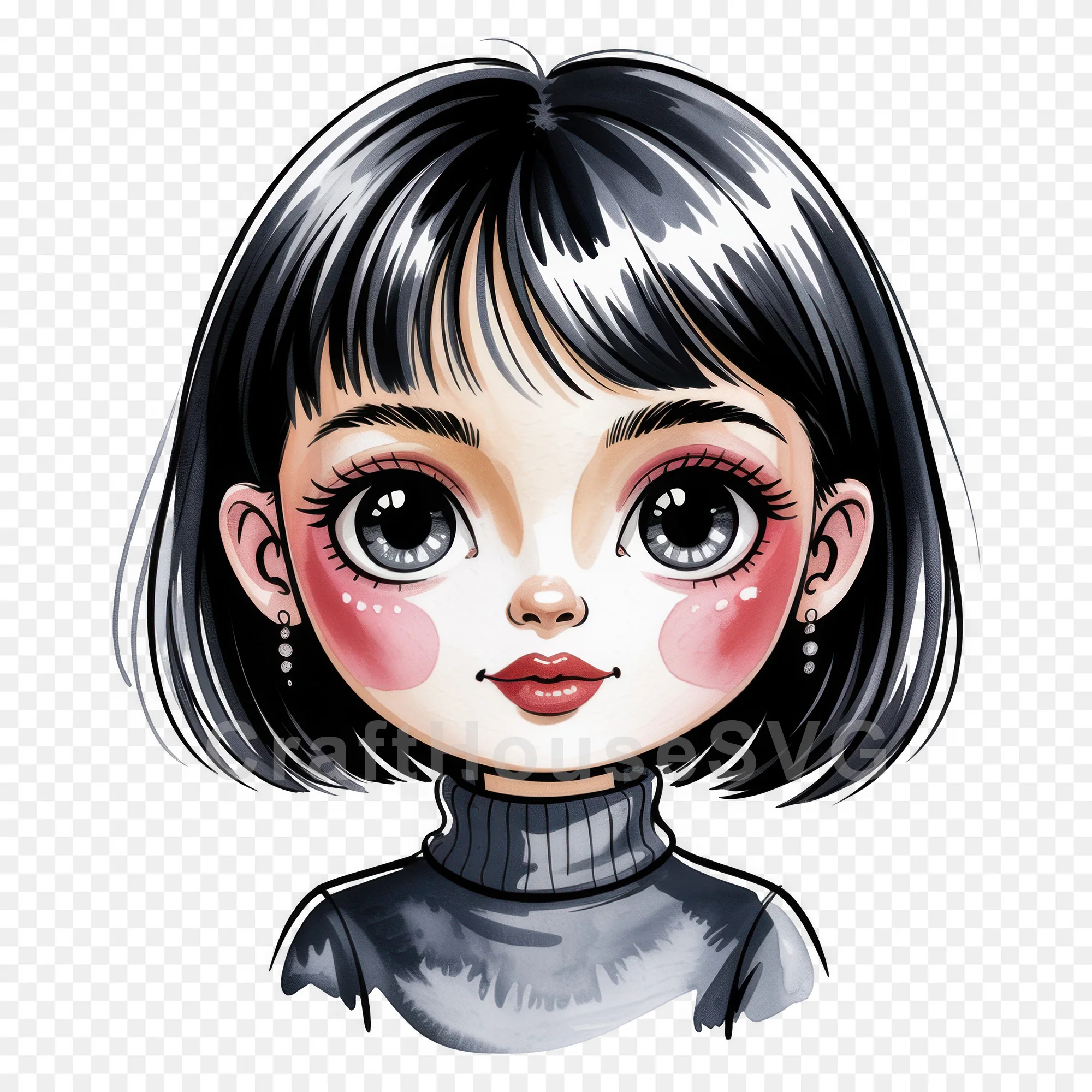 Cute Cartoon Girl Clipart Sublimation Bundle PNG - Image 39