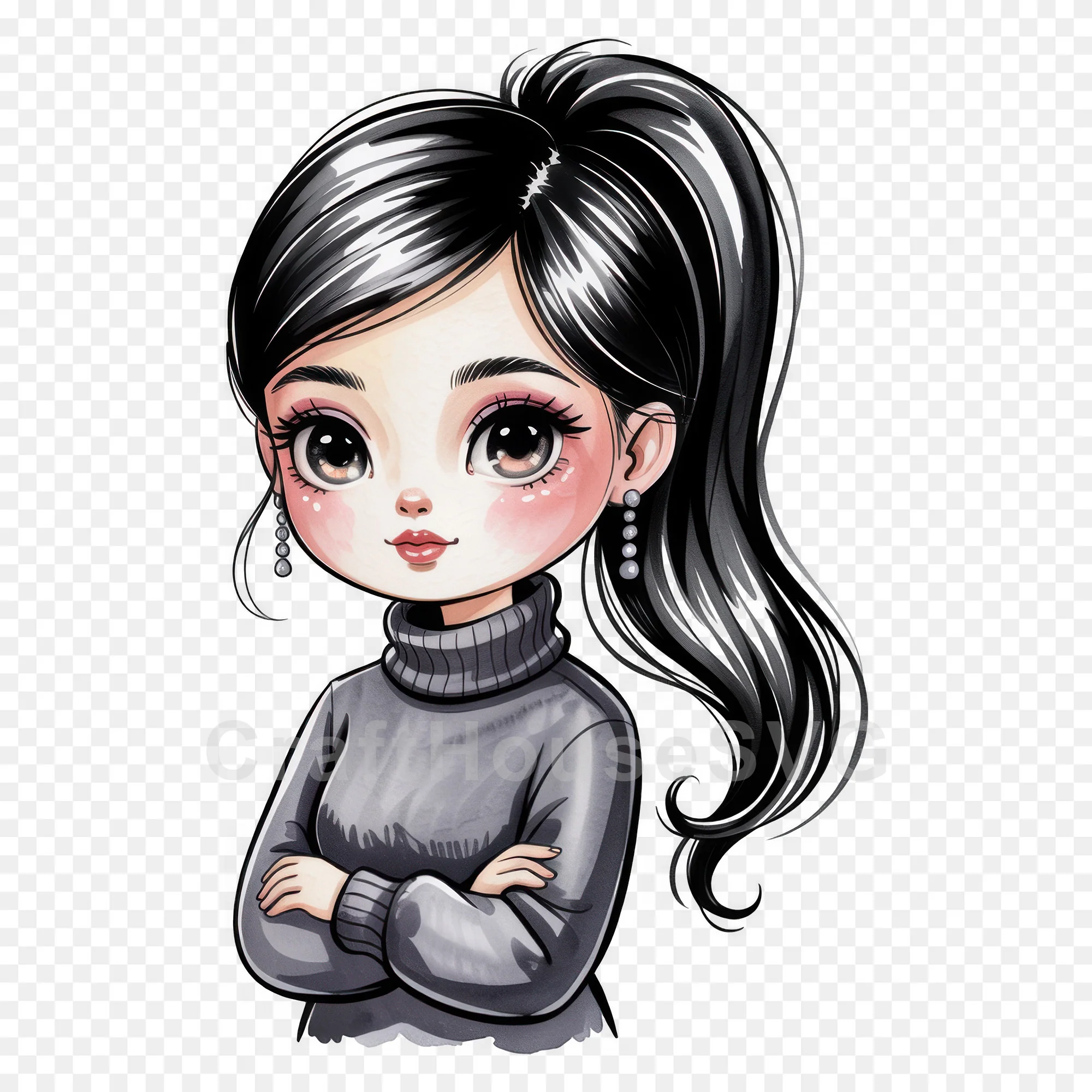 Cute Cartoon Girl Clipart Sublimation Bundle PNG - Image 4