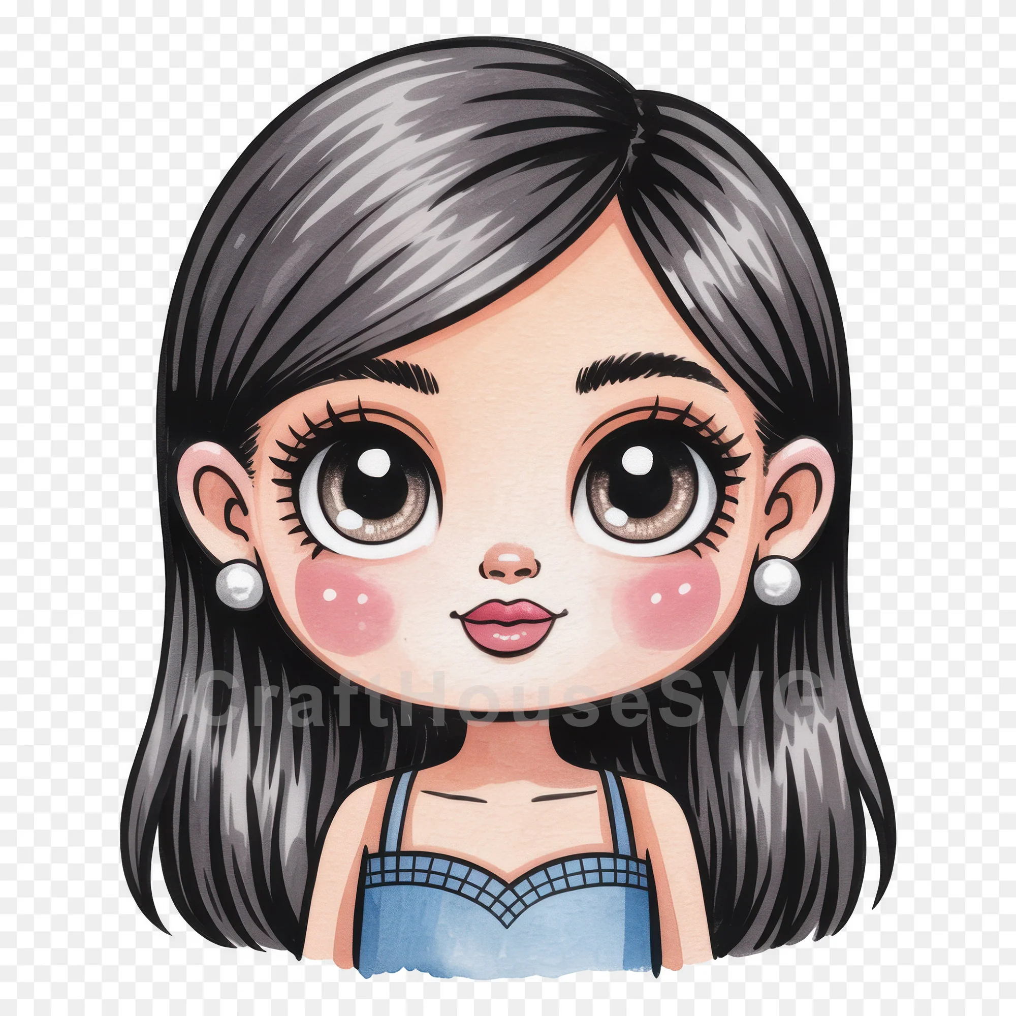 Cute Cartoon Girl Clipart Sublimation Bundle PNG - Image 41