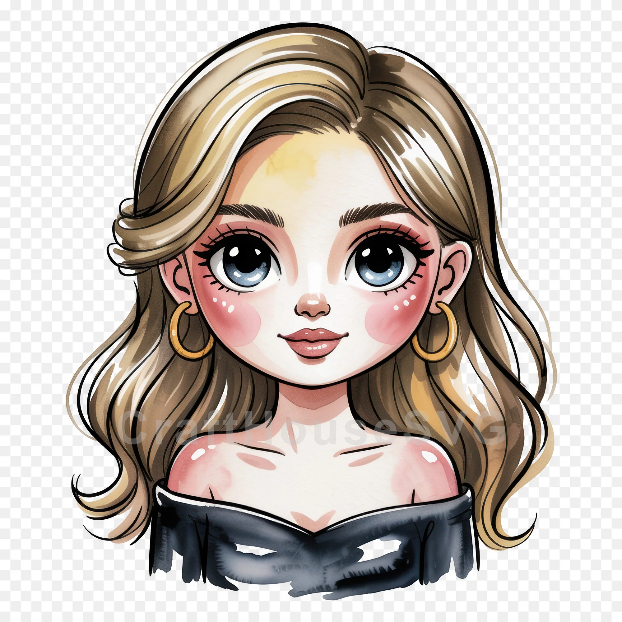 Cute Cartoon Girl Clipart Sublimation Bundle PNG - Image 42