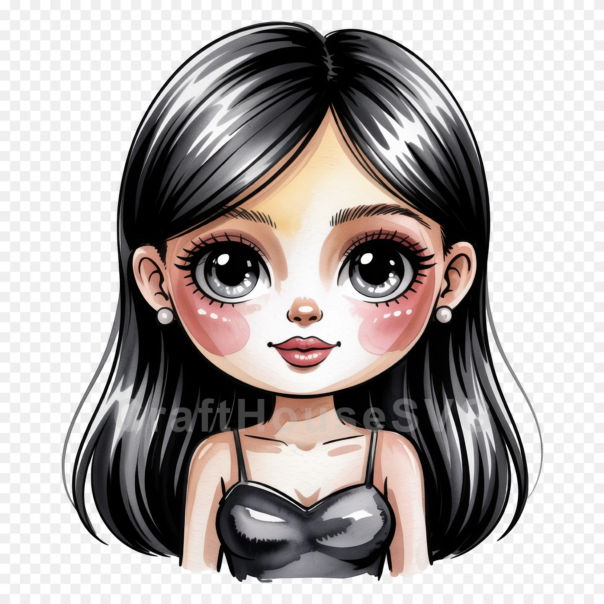 Cute Cartoon Girl Clipart Sublimation Bundle PNG - Image 44