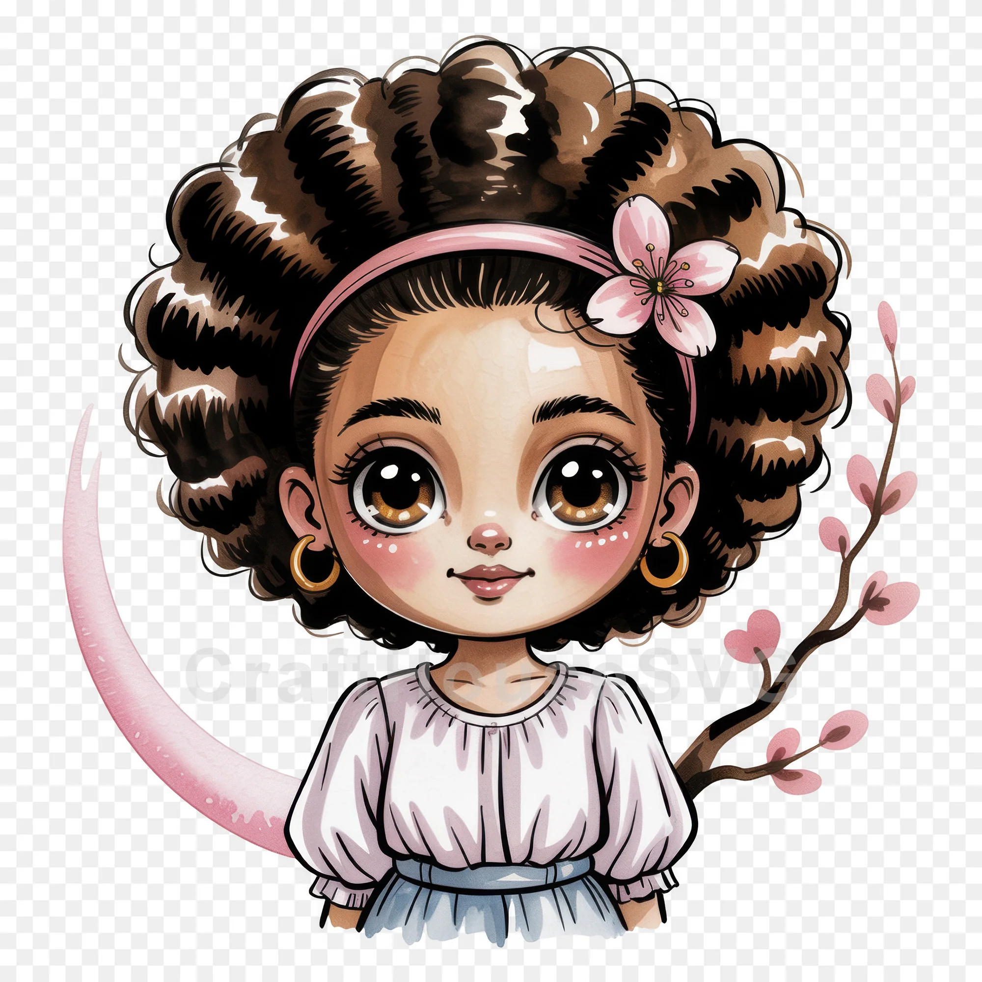 Cute Cartoon Girl Clipart Sublimation Bundle PNG - Image 45
