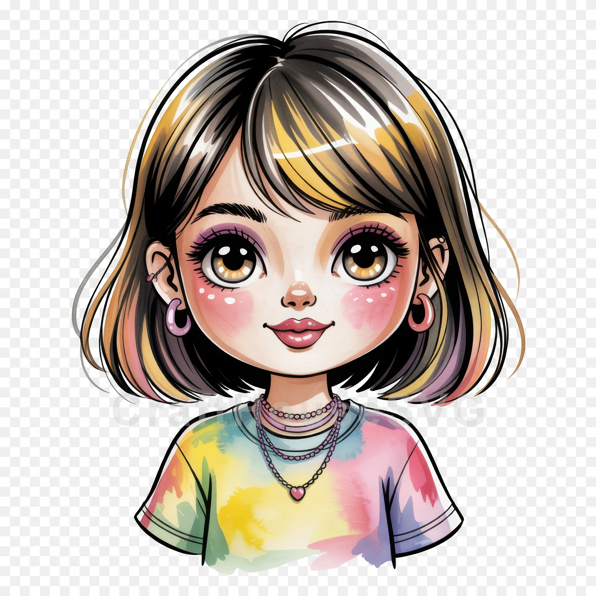 Cute Cartoon Girl Clipart Sublimation Bundle PNG - Image 47