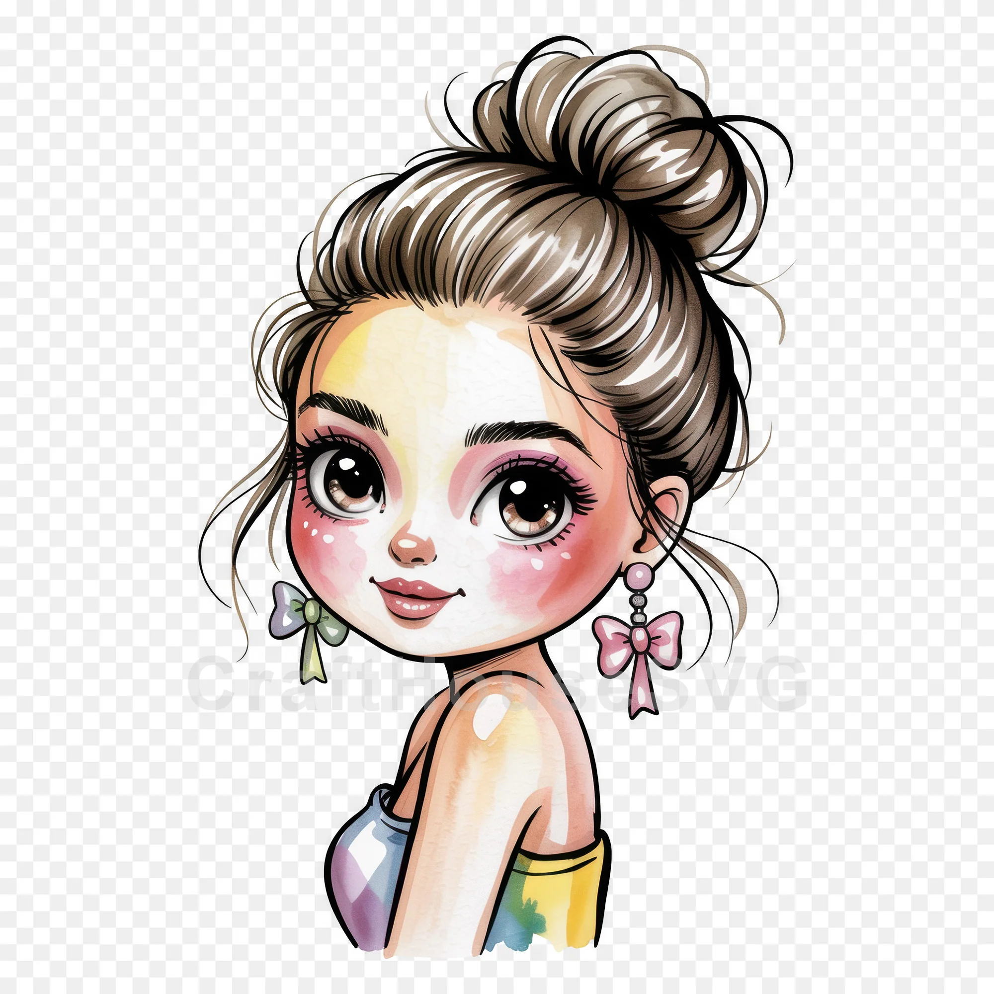 Cute Cartoon Girl Clipart Sublimation Bundle PNG - Image 48