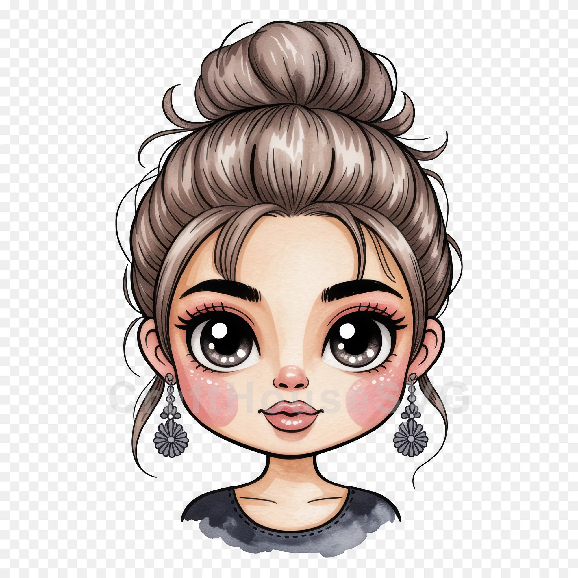 Cute Cartoon Girl Clipart Sublimation Bundle PNG - Image 49